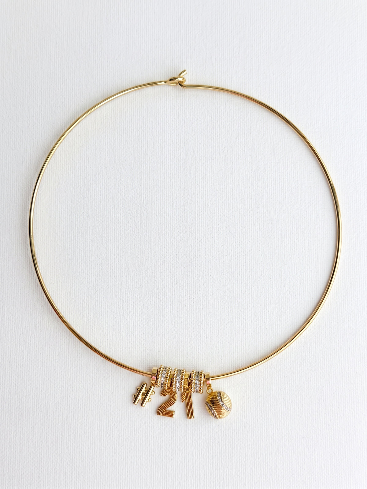 Lux Baseball Collar Necklace with Number Charms