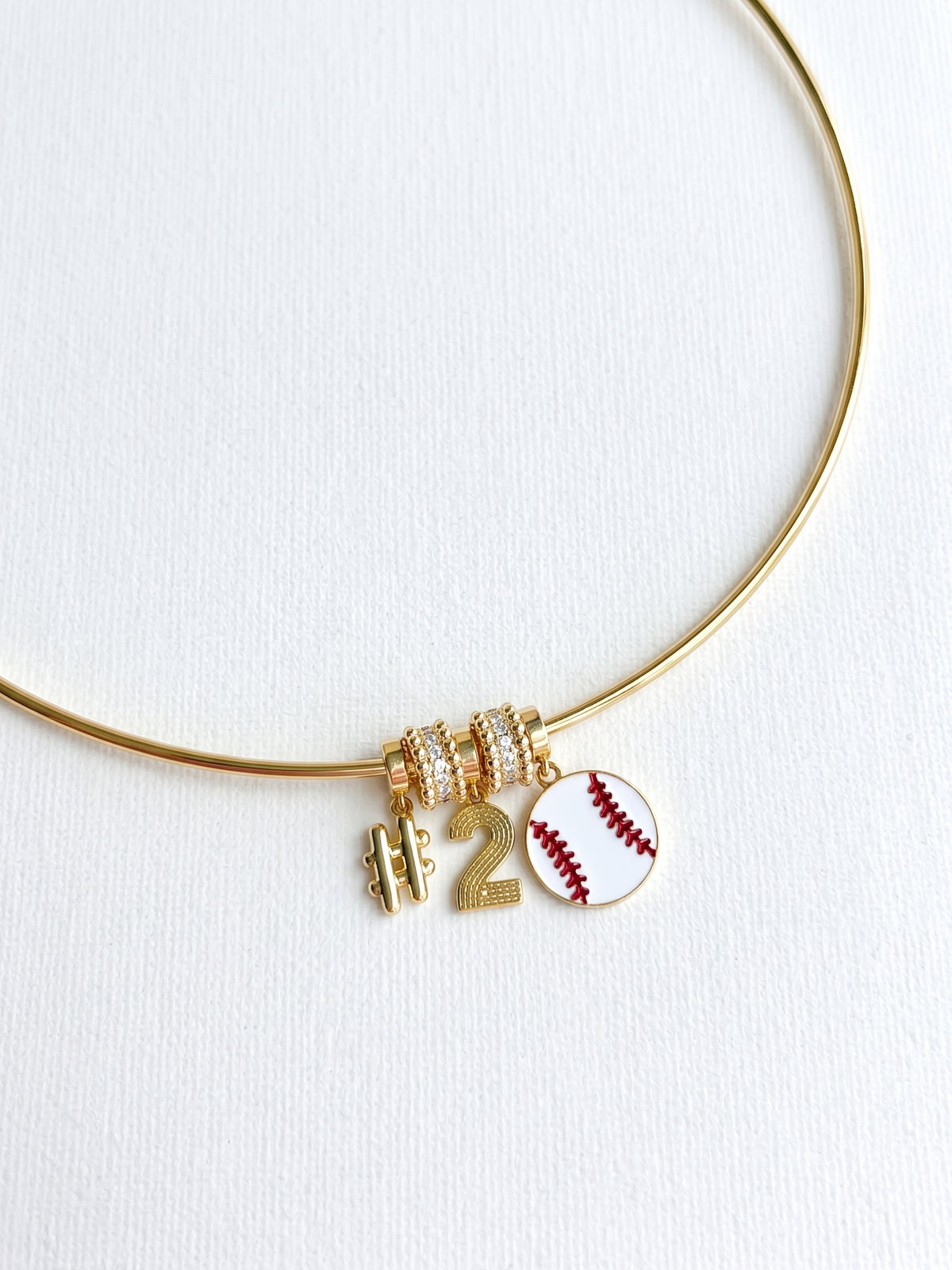 Red Baseball Collar Necklace with Number Charms