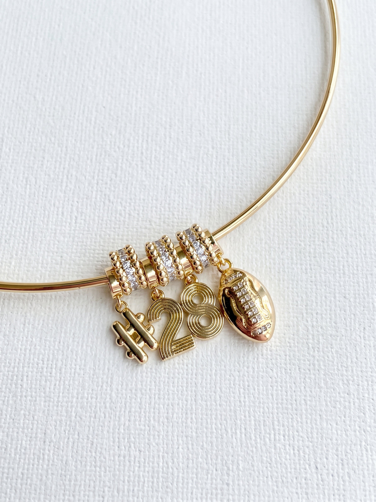 Lux Football Collar Necklace with Number Charms