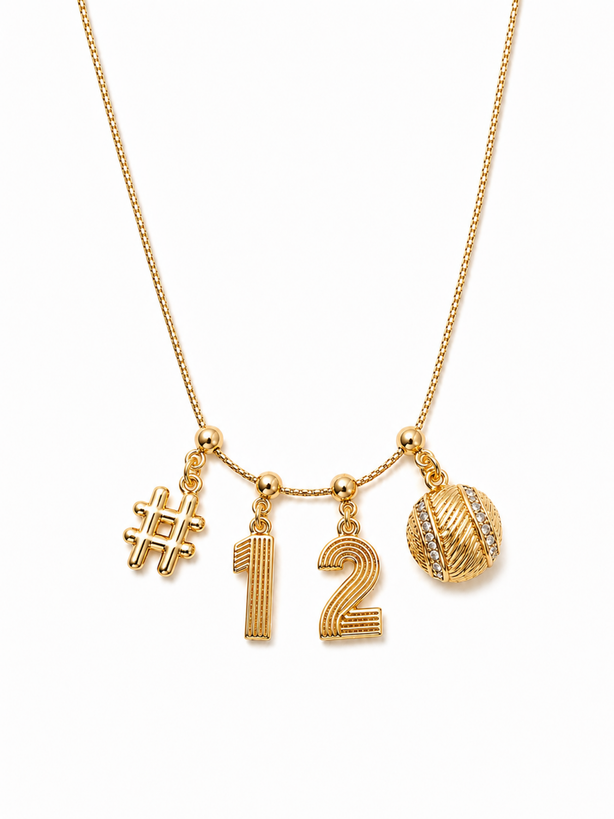 Lux Baseball Charm Necklace with Groove Grip Numbers