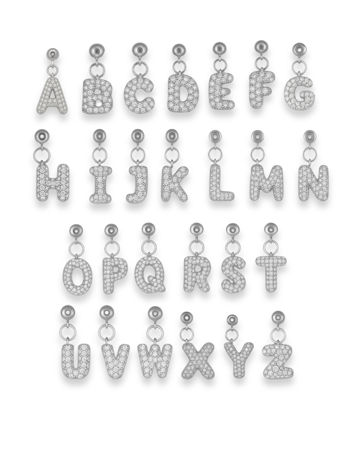 Silver Bubble Letter Grip Charm
