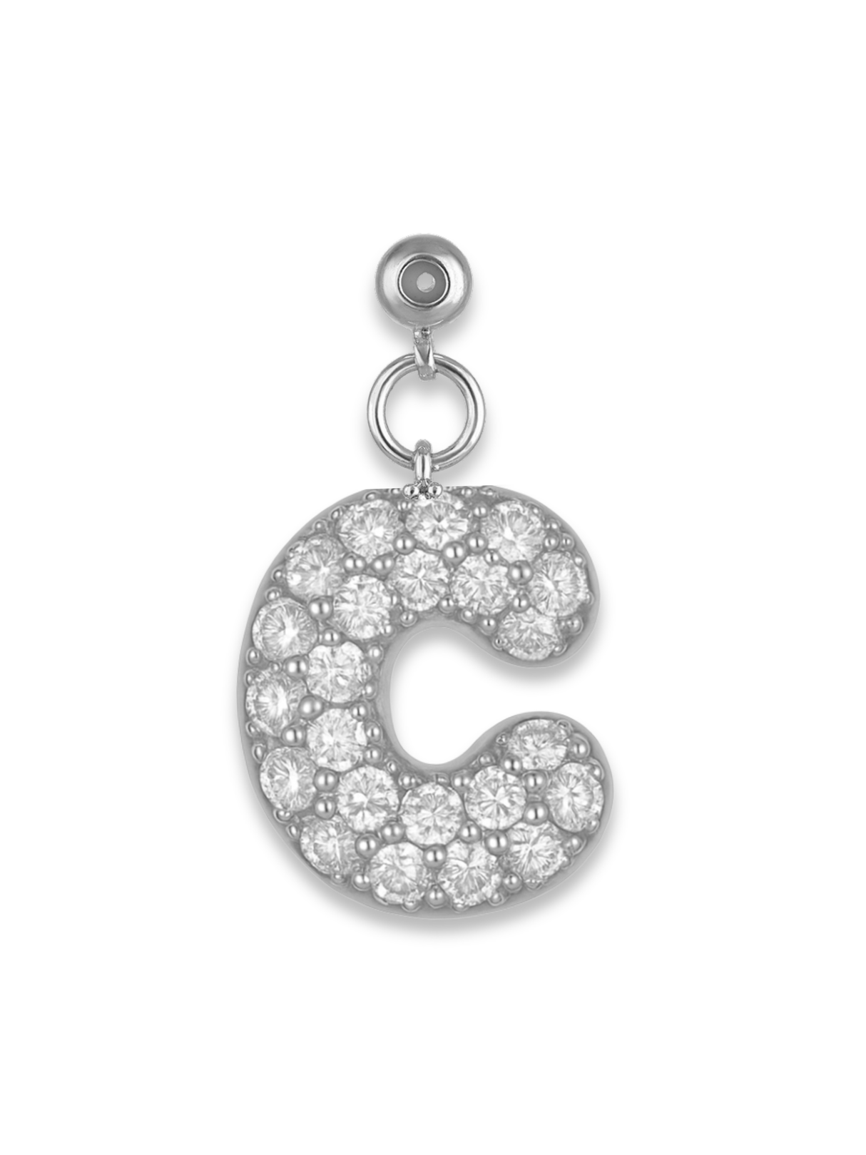 Silver Bubble Letter Grip Charm