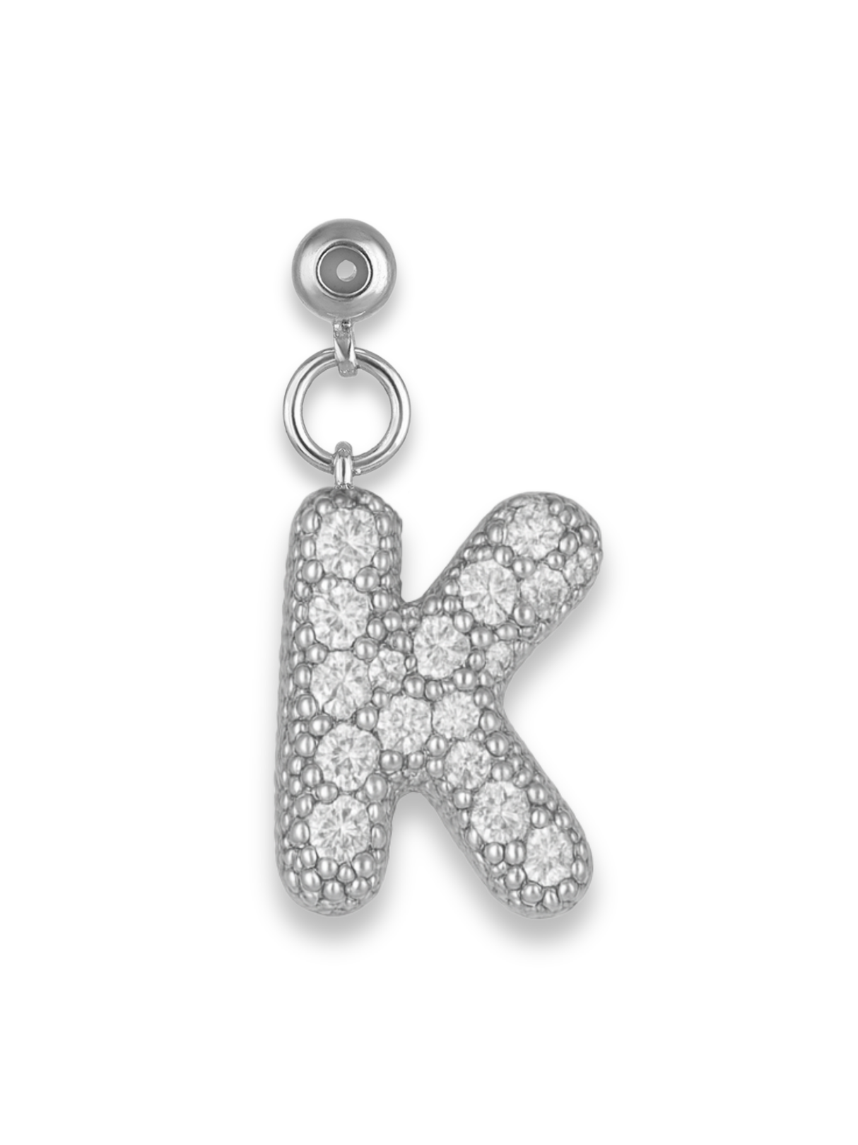 Silver Bubble Letter Grip Charm