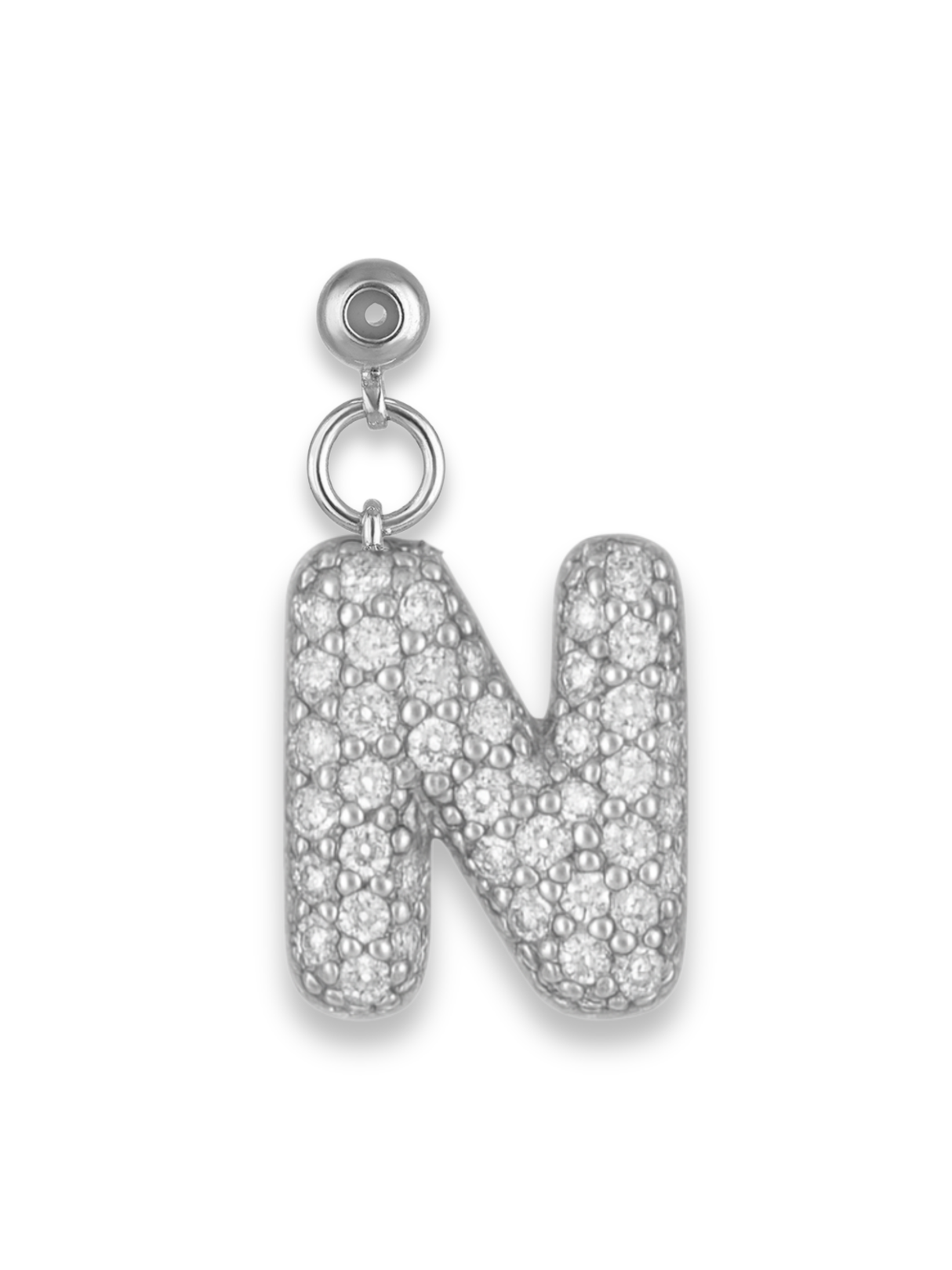 Silver Bubble Letter Grip Charm