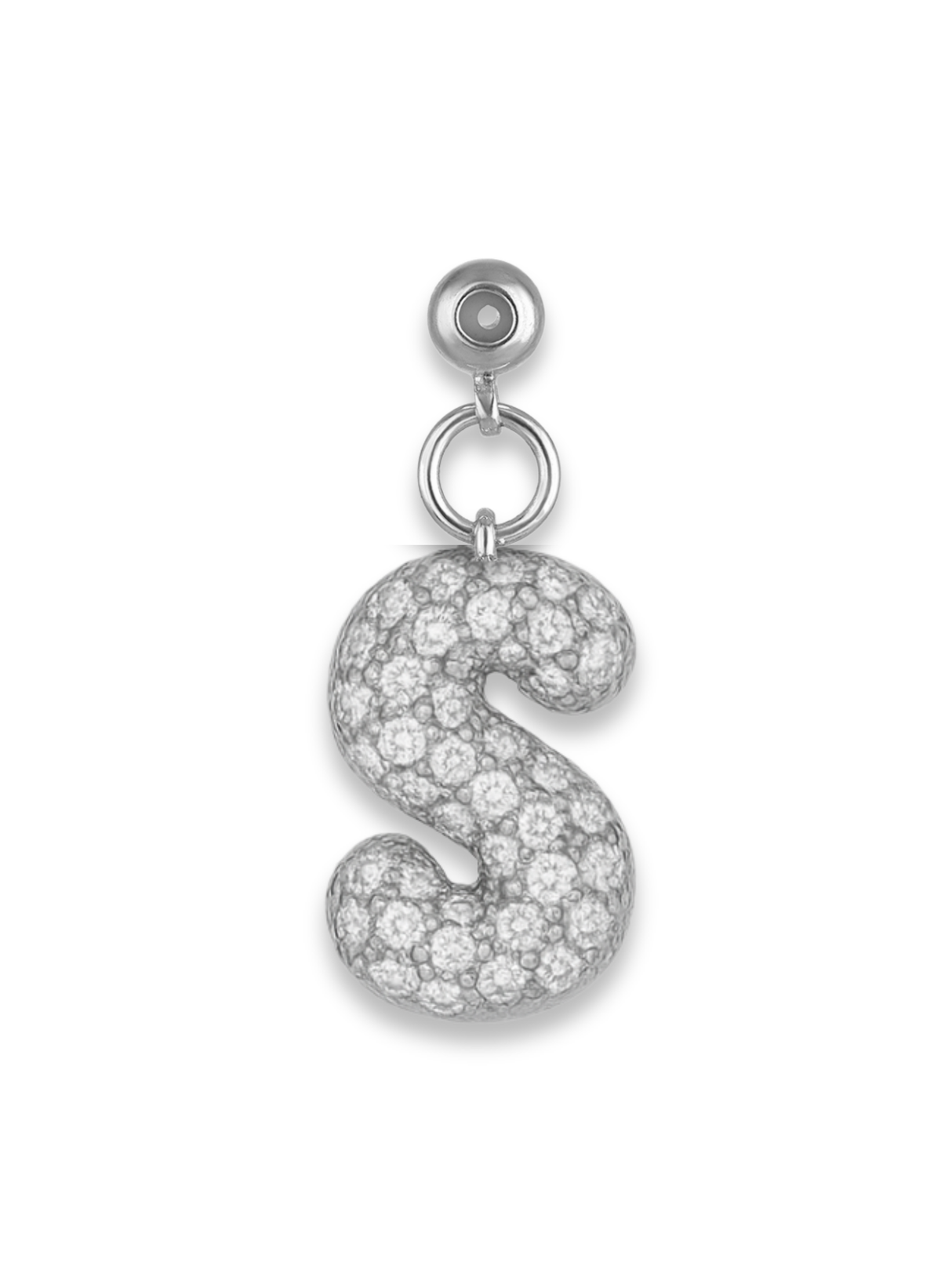 Silver Bubble Letter Grip Charm