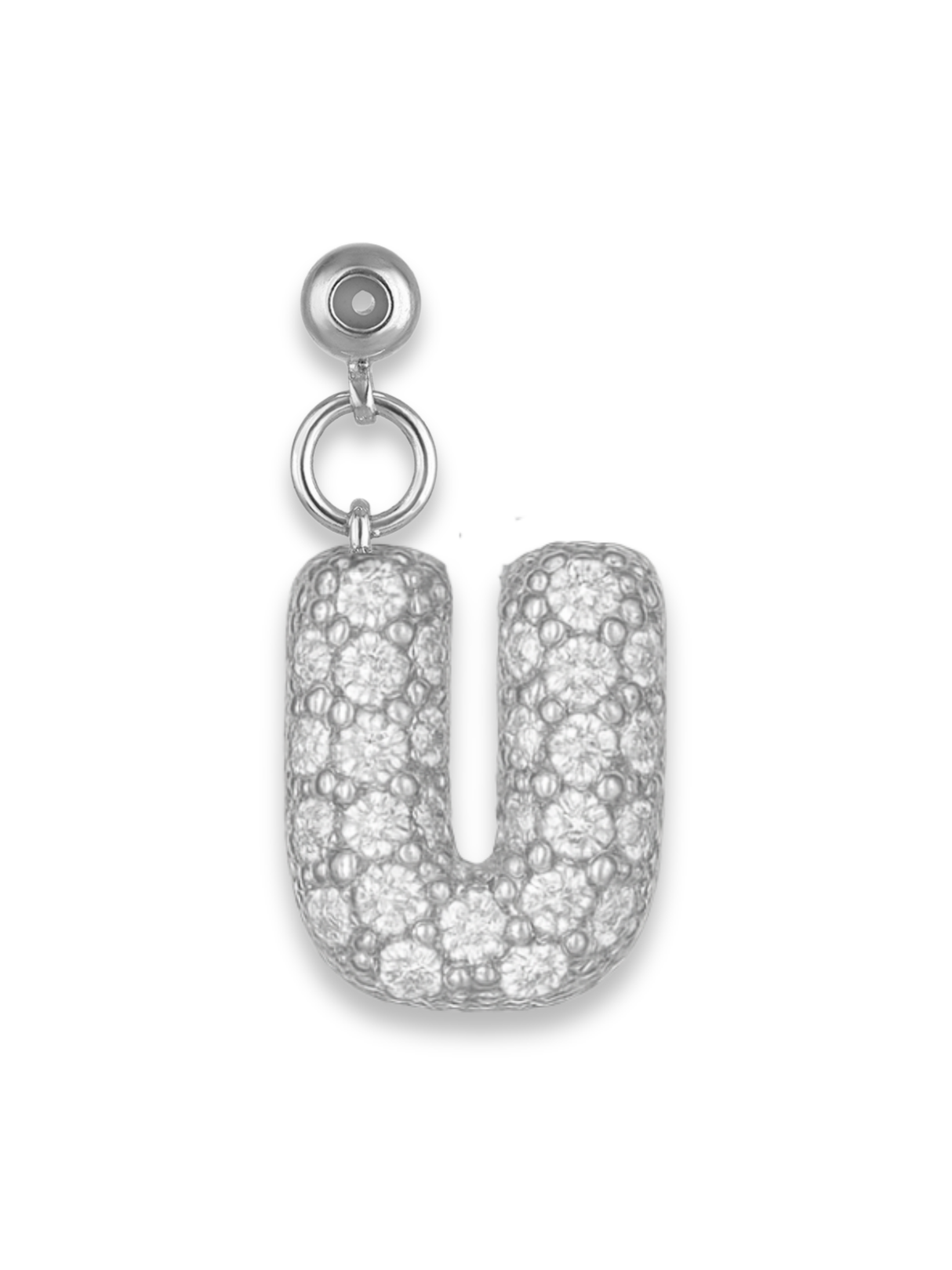 Silver Bubble Letter Grip Charm
