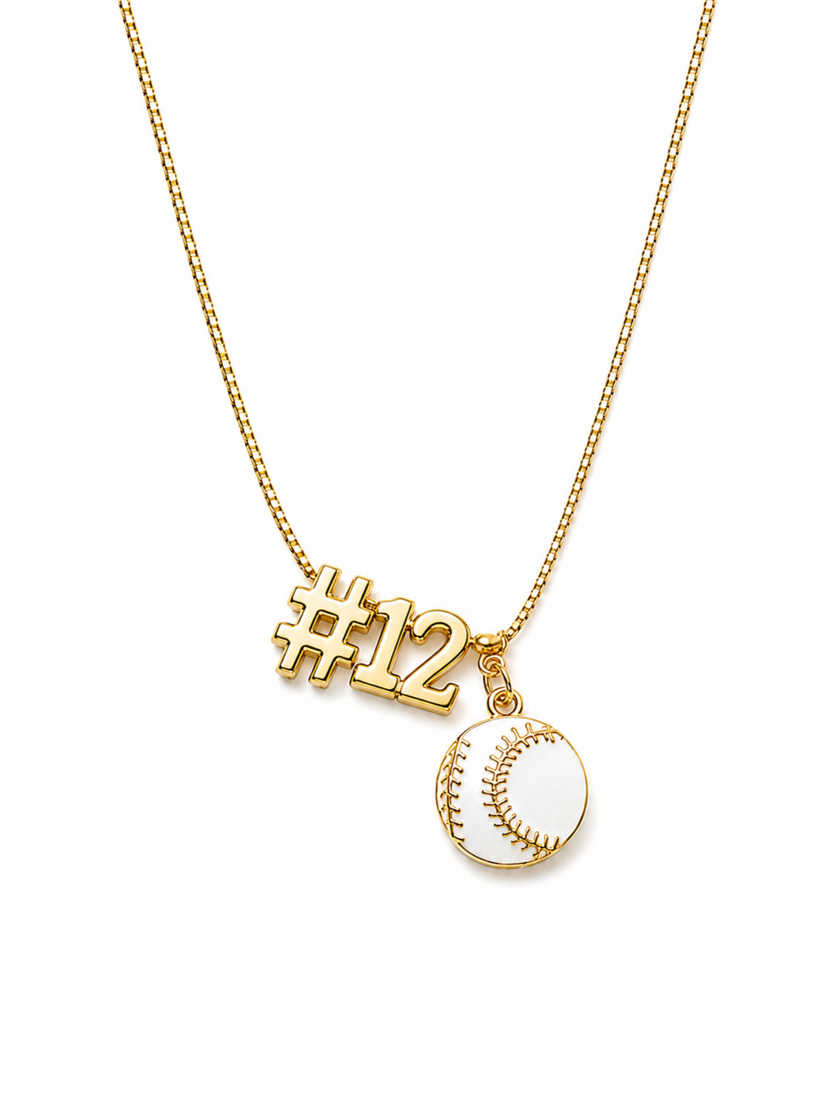 White Baseball Charm Necklace with Slide Numbers