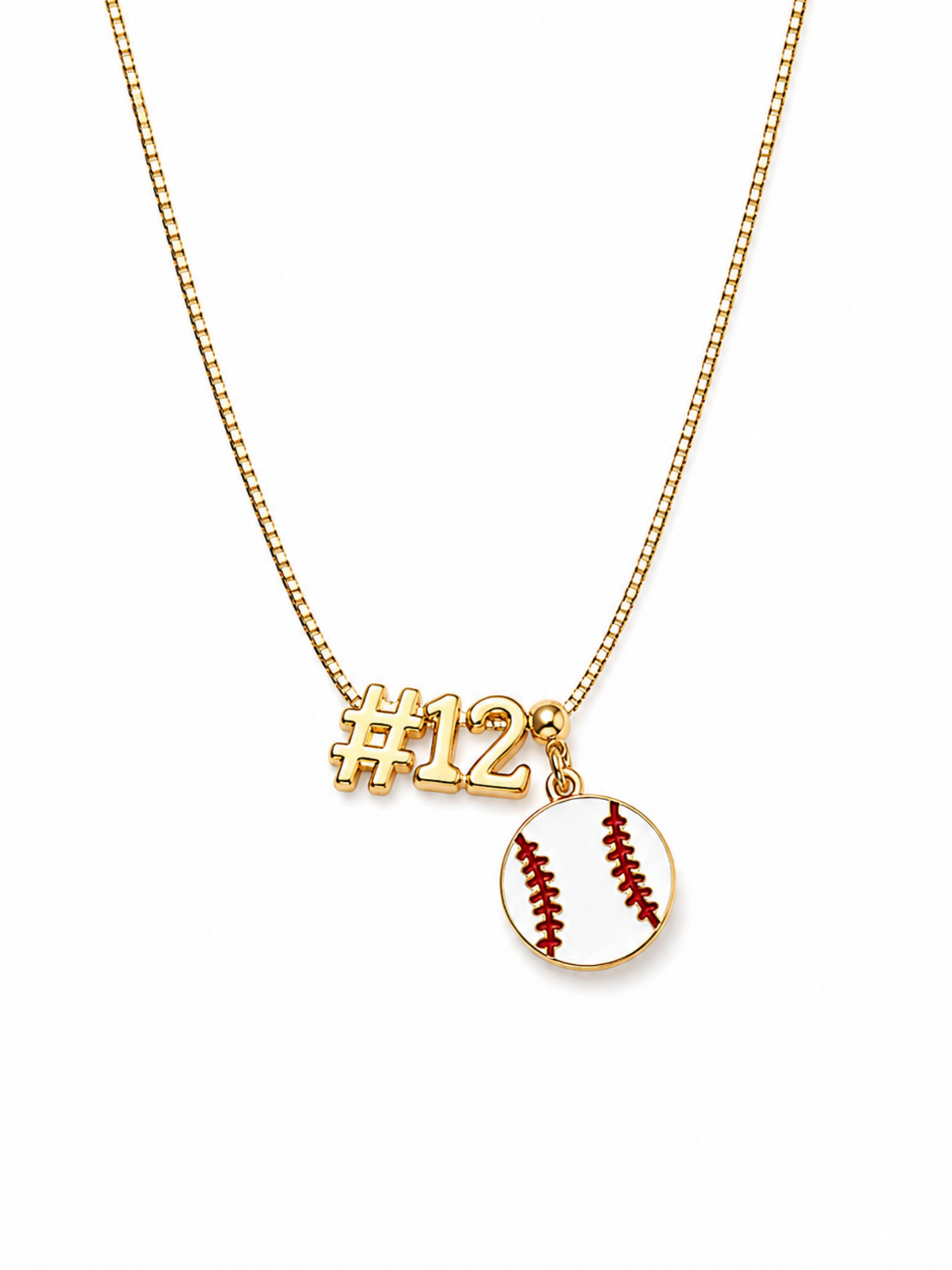 Baseball Charm Necklace with Slide Numbers