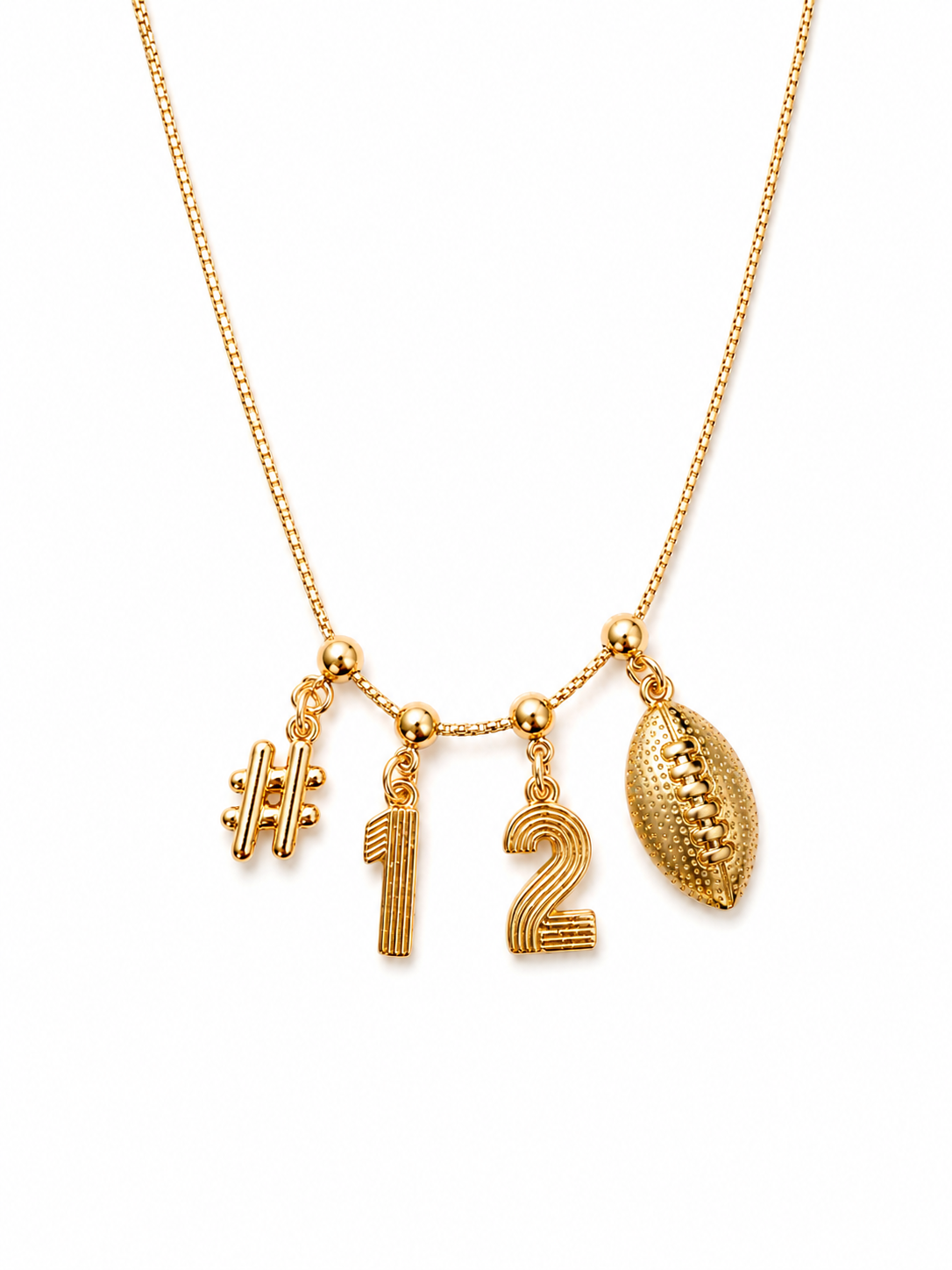Football Charm Necklace with Groove Grip Numbers