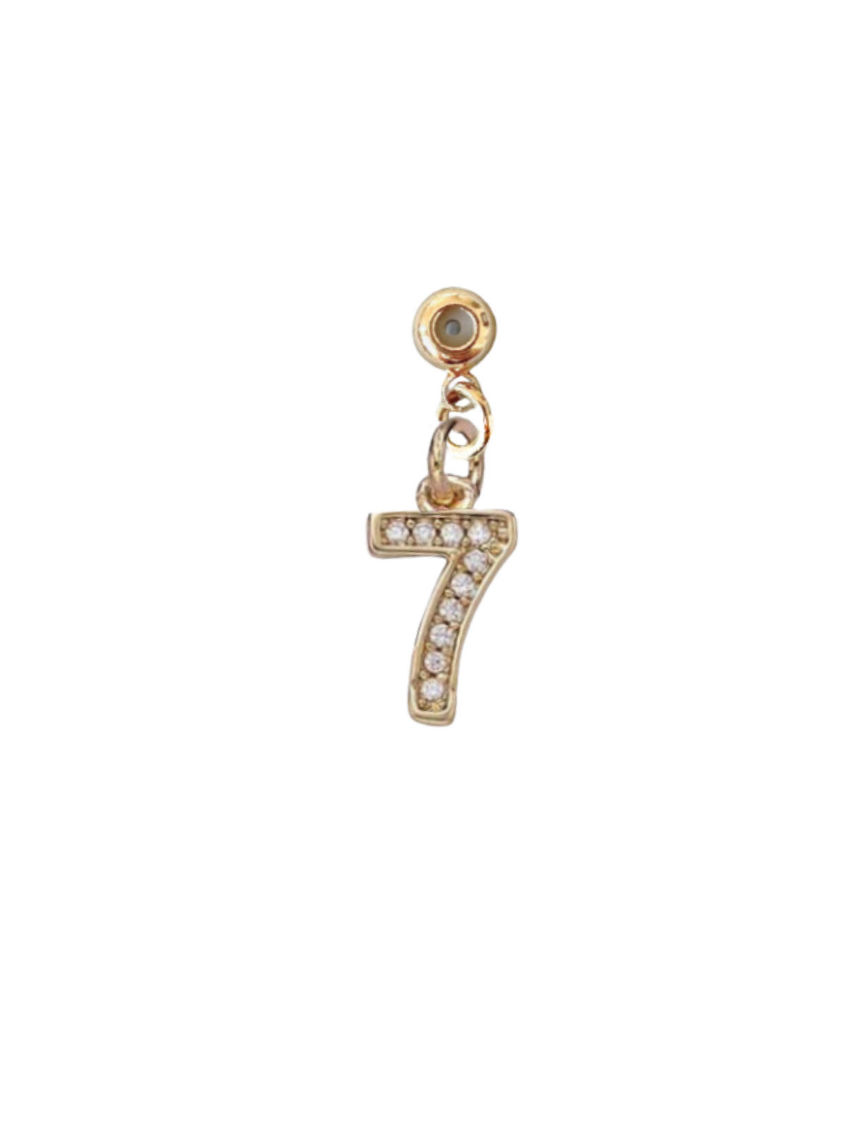 Kinsey Designs Numerical Grip Charm in the shape of number 7, adorned with sparkling clear Cubic Zirconia stones, shown on a white background.