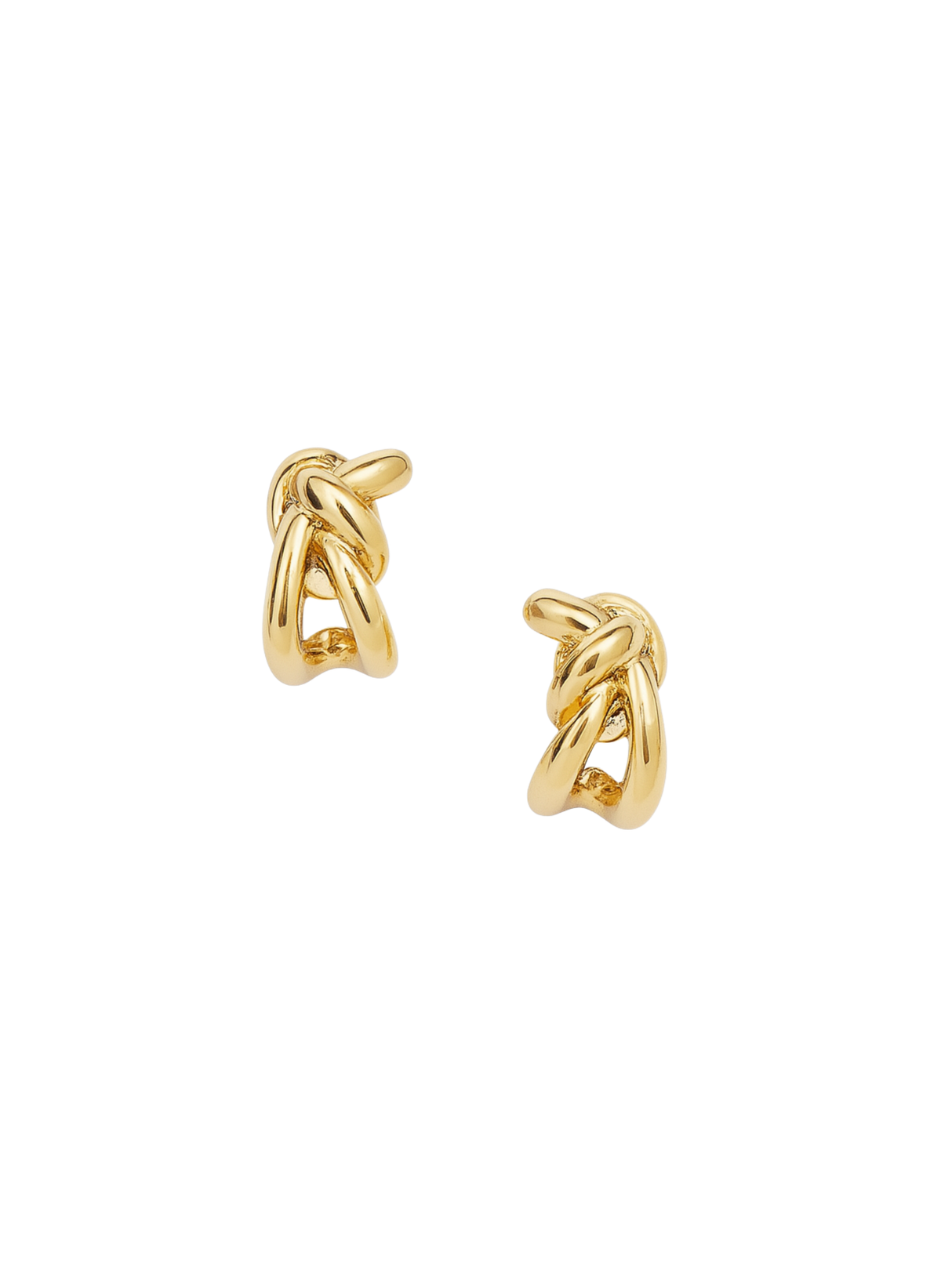The Ana Stud Small by Kinsey Designs features gold-filled knot-shaped studs, each measuring 0.25" long, shown on a white background.