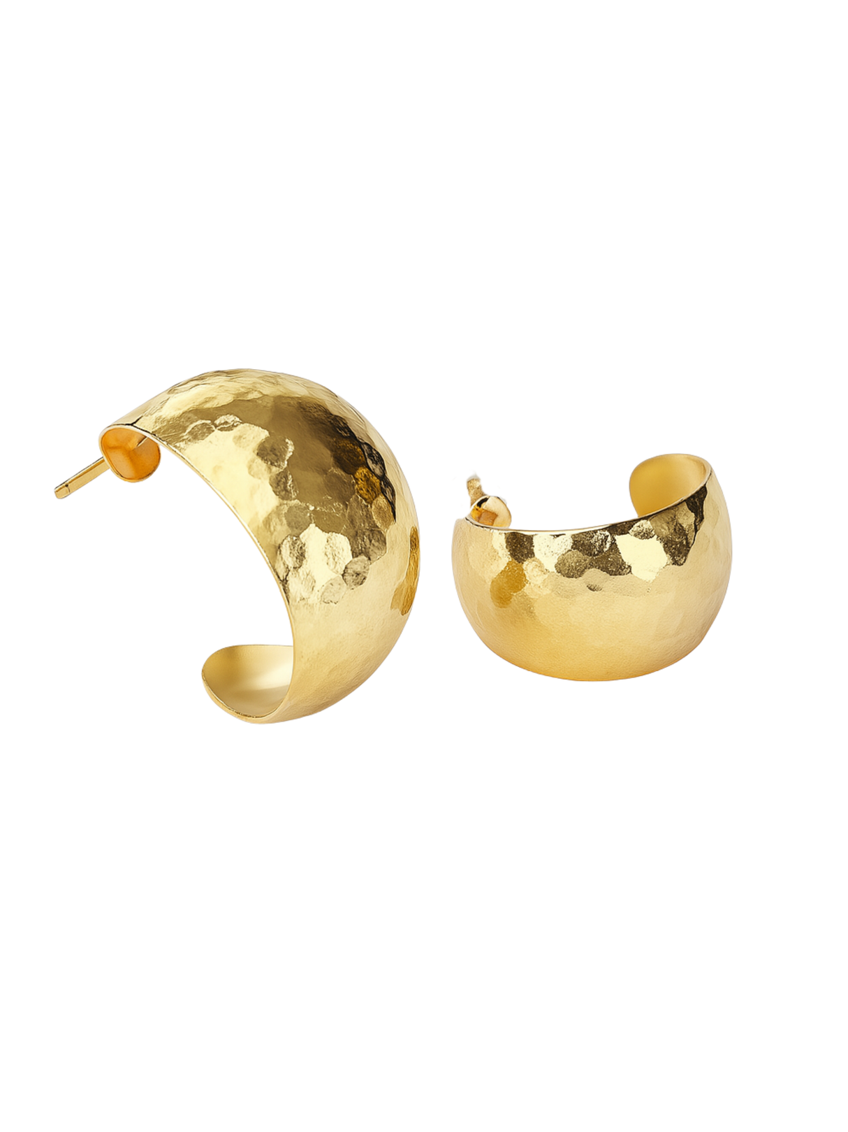 Kinsey Designs Arlo Hoop: Wide, hammered gold filled hoop earrings with a shiny, textured finish. Final Sale.