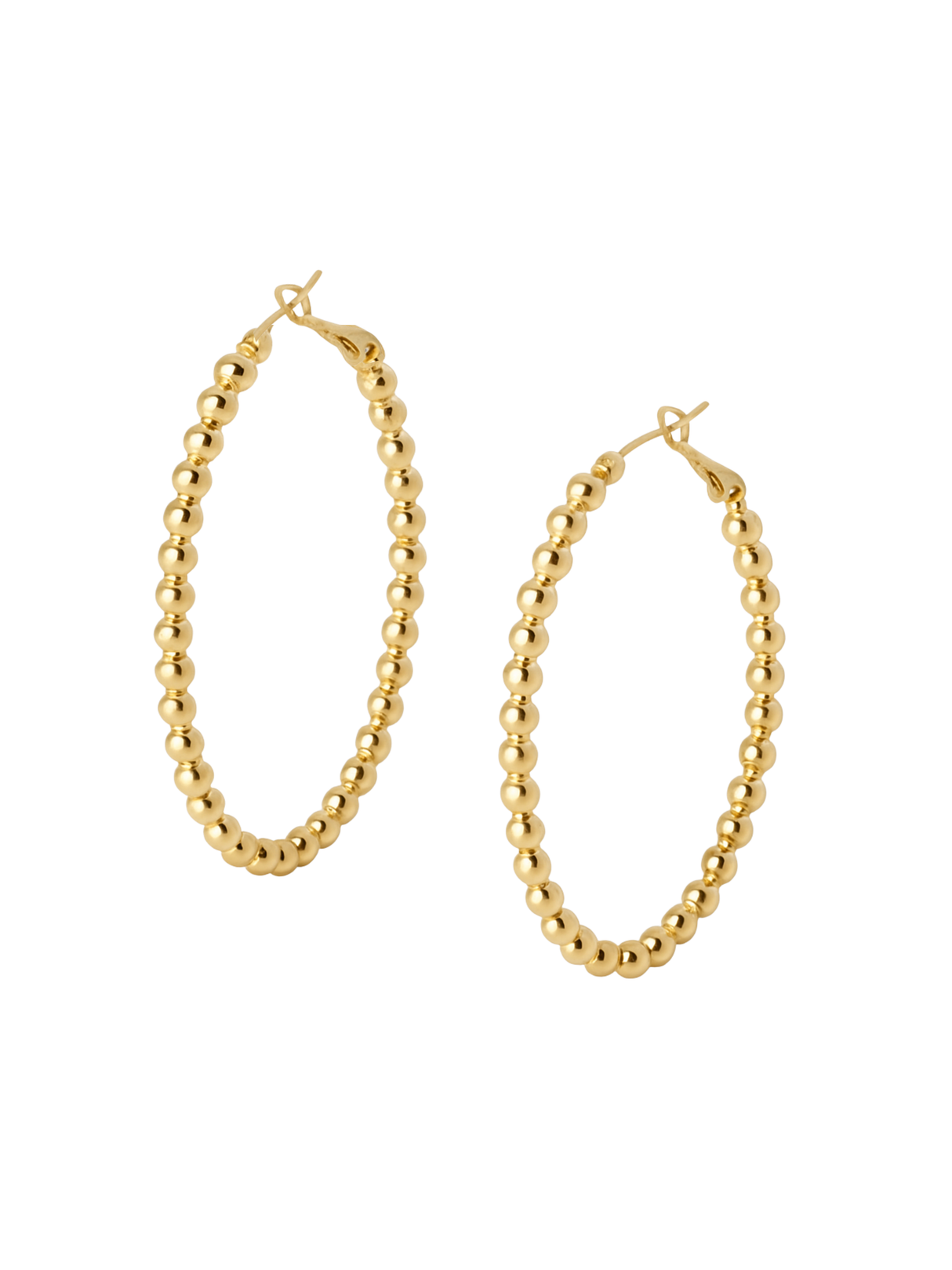 The Atlas Hoop from Kinsey Designs Archives features small round beads and is displayed on a white background—ideal for standout style at a sample sale.