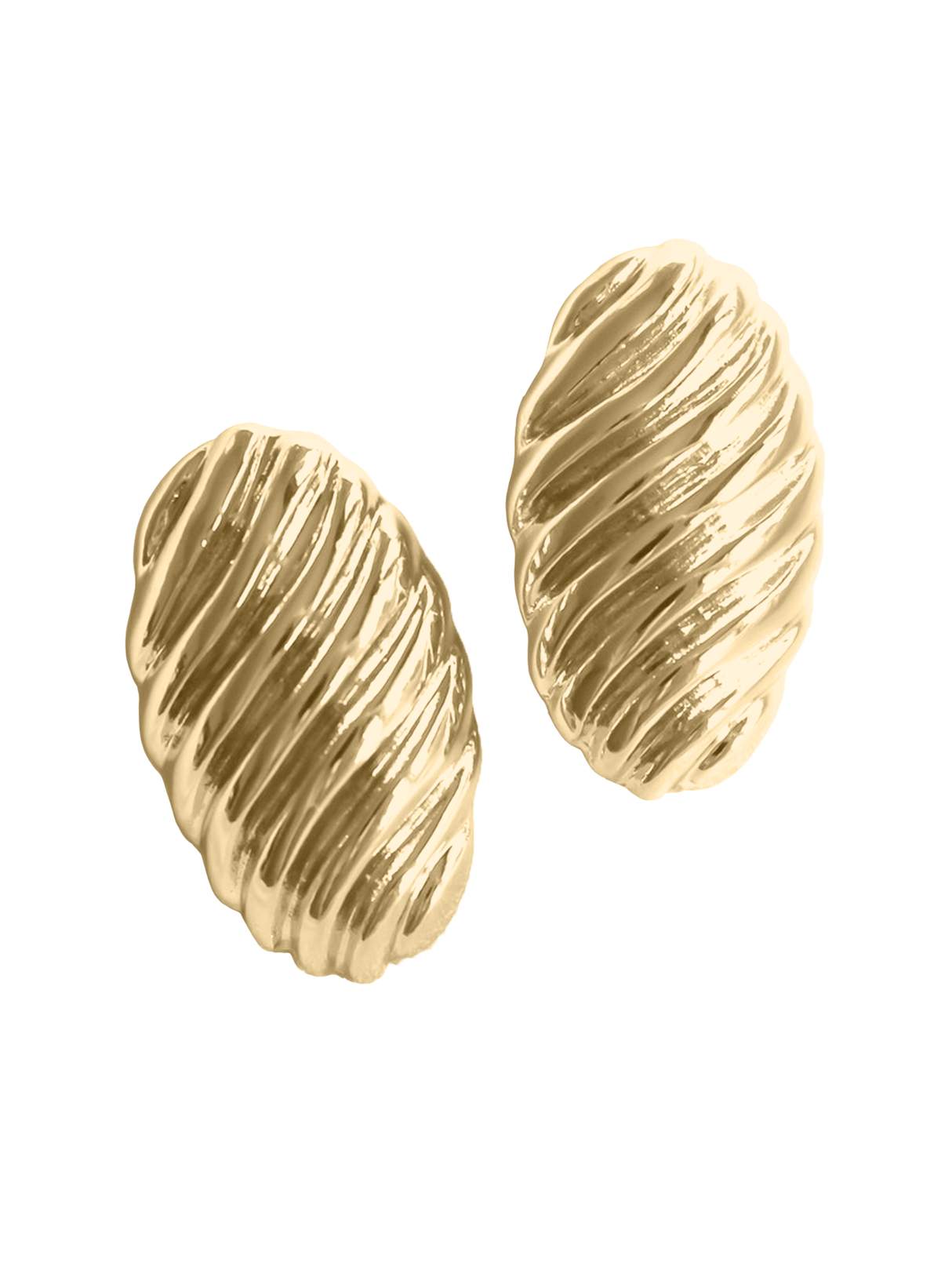 The Annette Earring by Kinsey Designs Archives features gold-filled, oval 1-inch earrings with a textured ridged design, showcased against a white background.