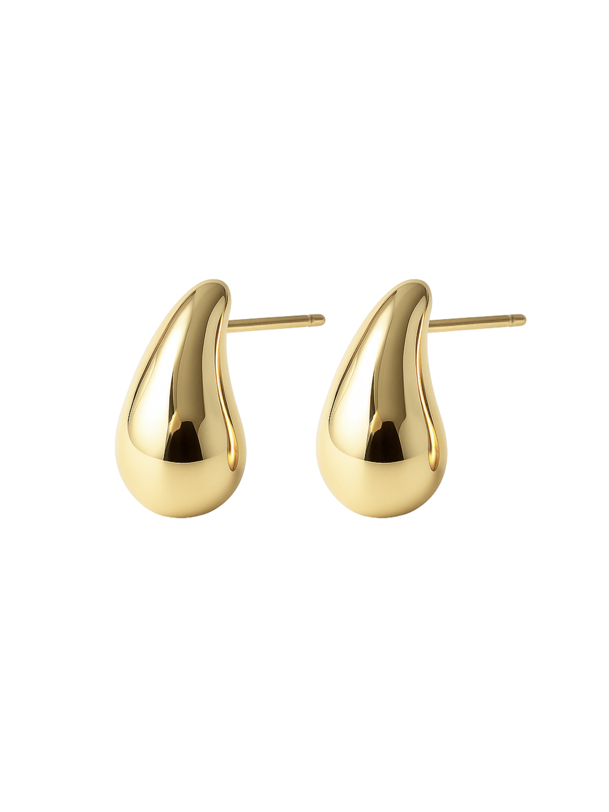 The Baby Drop Post by Kinsey Designs are teardrop-shaped, gold-filled stud earrings with a polished finish, measuring 0.75" long, displayed on a white background.