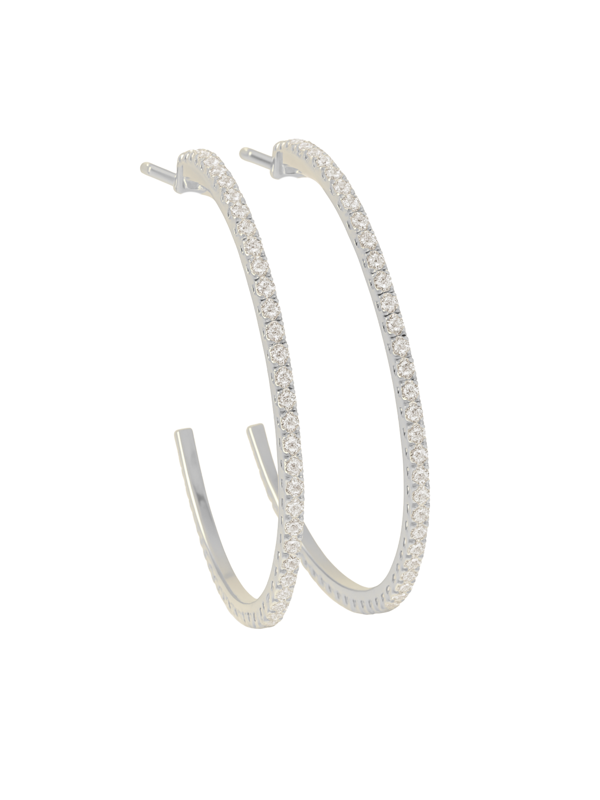 Blaze Hoop Silver by Kinsey Designs—silver hoop earrings with sparkling cubic zirconia on rhodium-plated brass, shown against a white background.