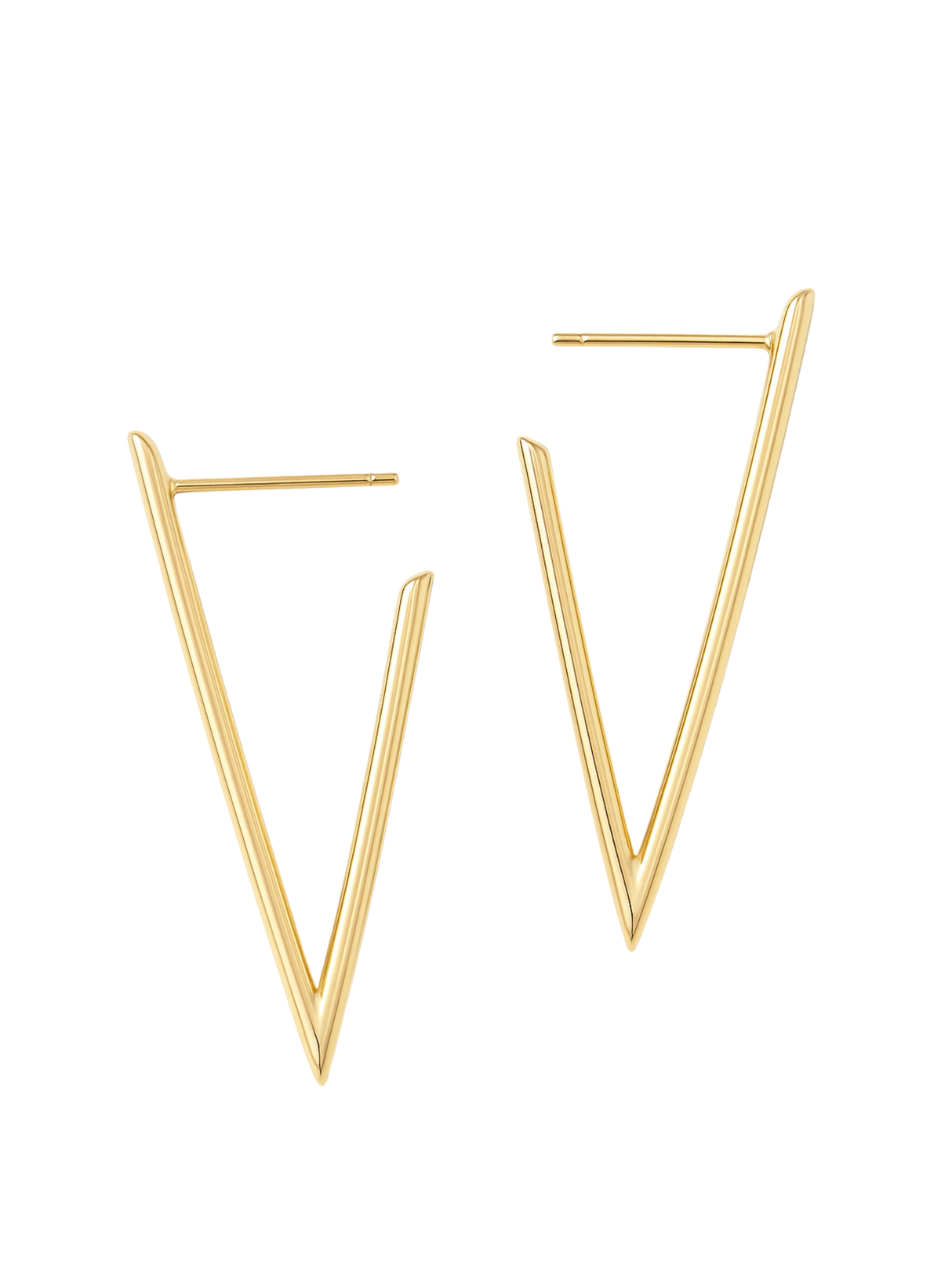 The Bowen Earring by Kinsey Designs features gold filled, V-shaped hoops with a sleek modern design on a white background—perfect for elevating any look.