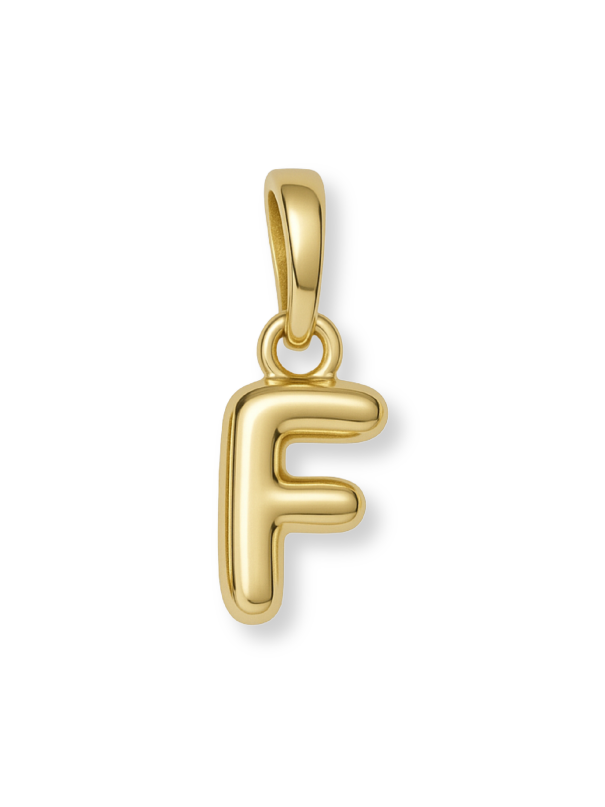 Gold Bubble Initial Clip Charm Letter F