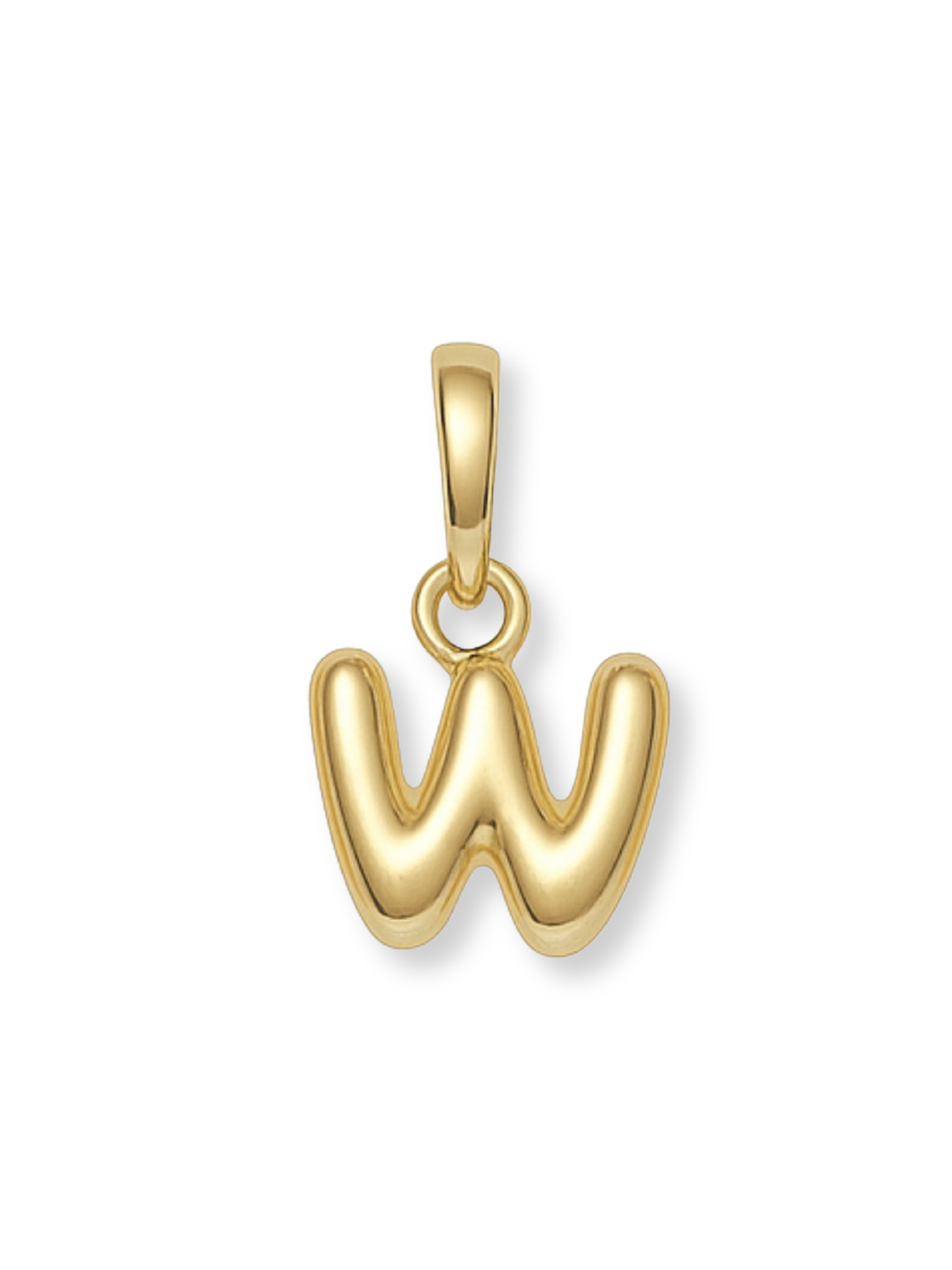 Gold Bubble Initial Clip Charm Letter W