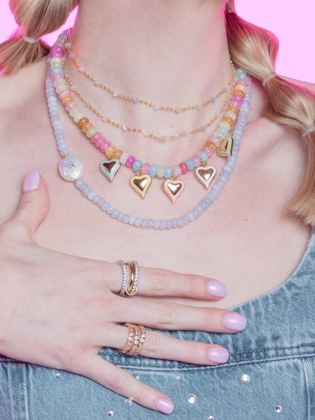 Britney Pearl Gemstone Necklace