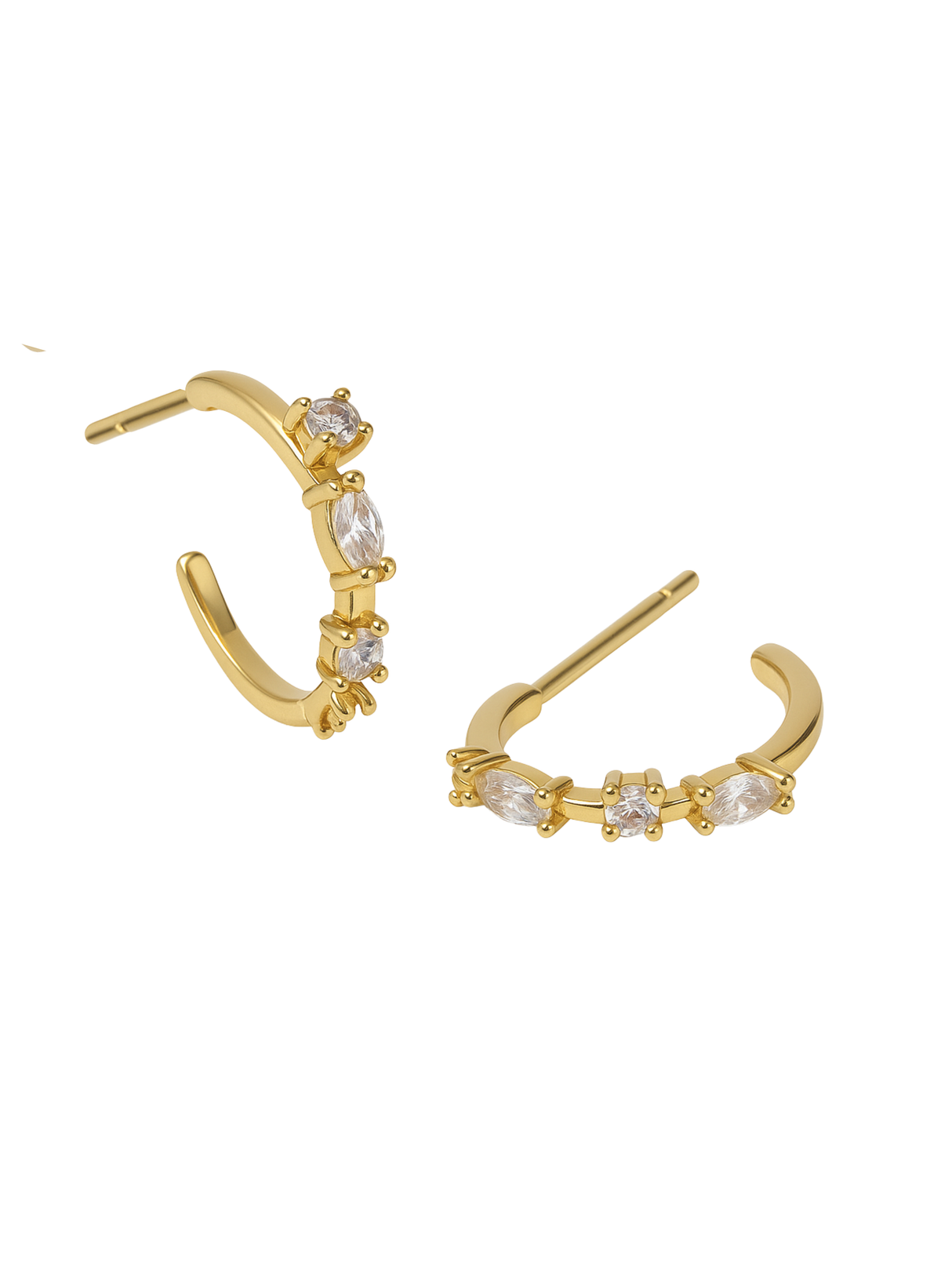 The Chase Hoop Mini by Kinsey Designs features small gold-filled hoops (0.5" diameter) adorned with sparkling cubic zirconia on the front half, shown on a white background.