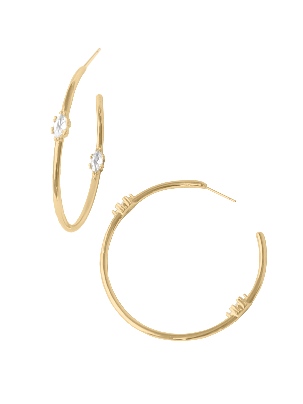 The Clotho Hoop Earring by Kinsey Designs Archives features a clear gemstone on each gold-filled hoop—perfect for everyday elegance. Please note this item is final sale.