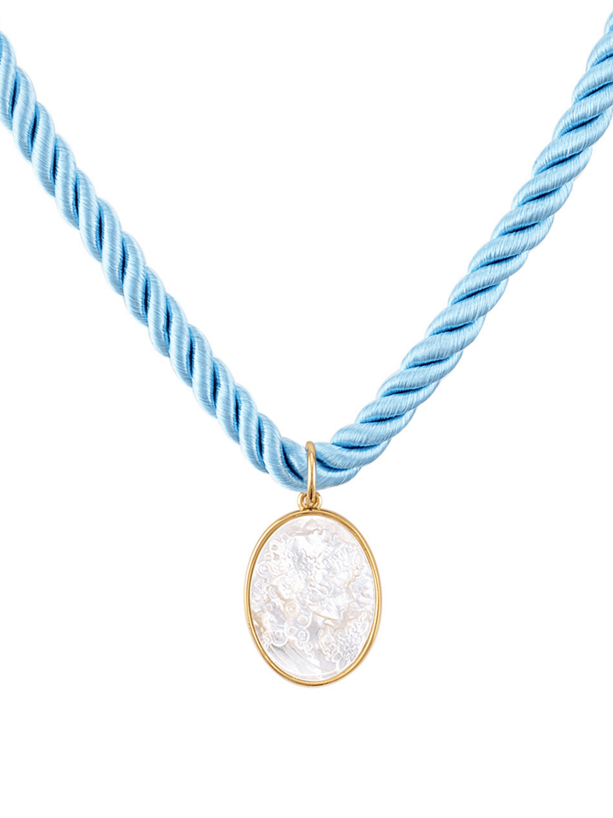 Daphne Cameo Rope Necklace Sky