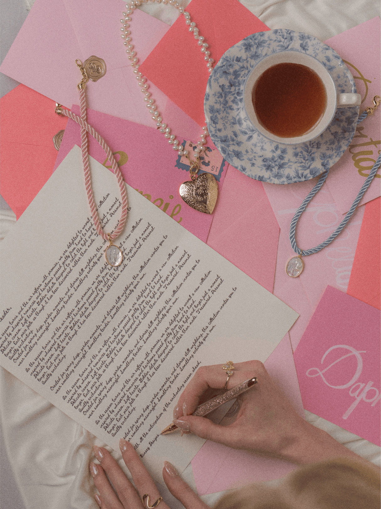 Daphne Cameo Rope Necklace Sky