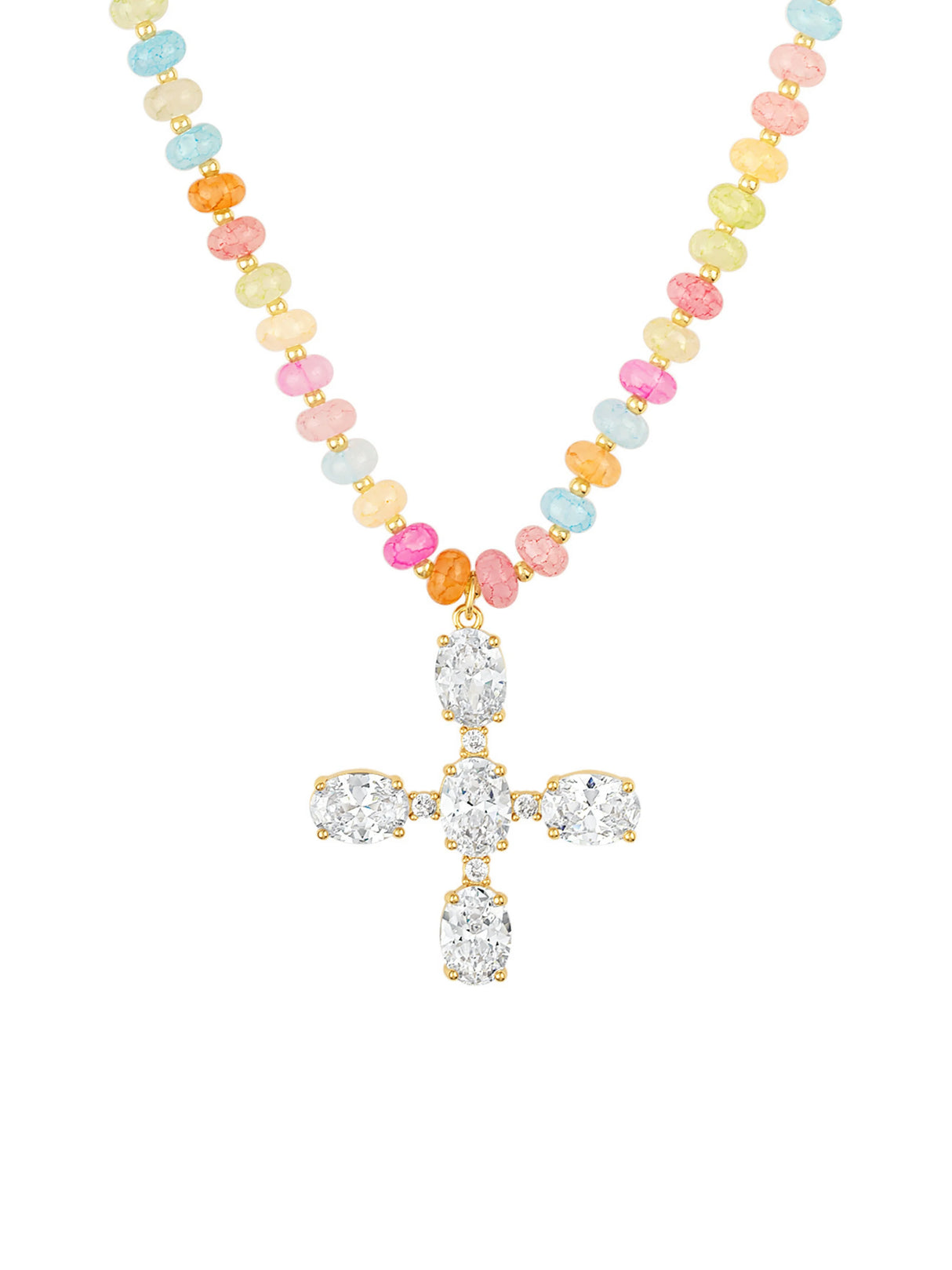 Hannah Multi Gemstone Cross Necklace