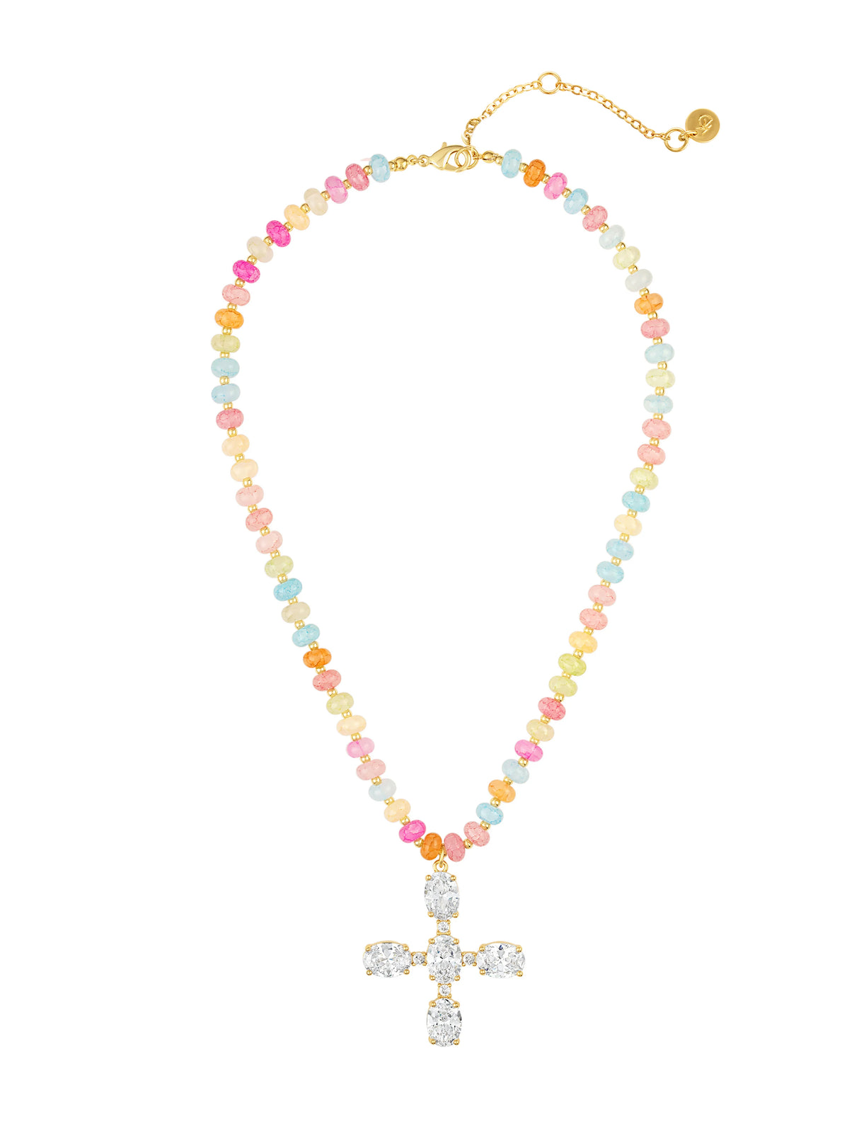 Hannah Multi Gemstone Cross Necklace