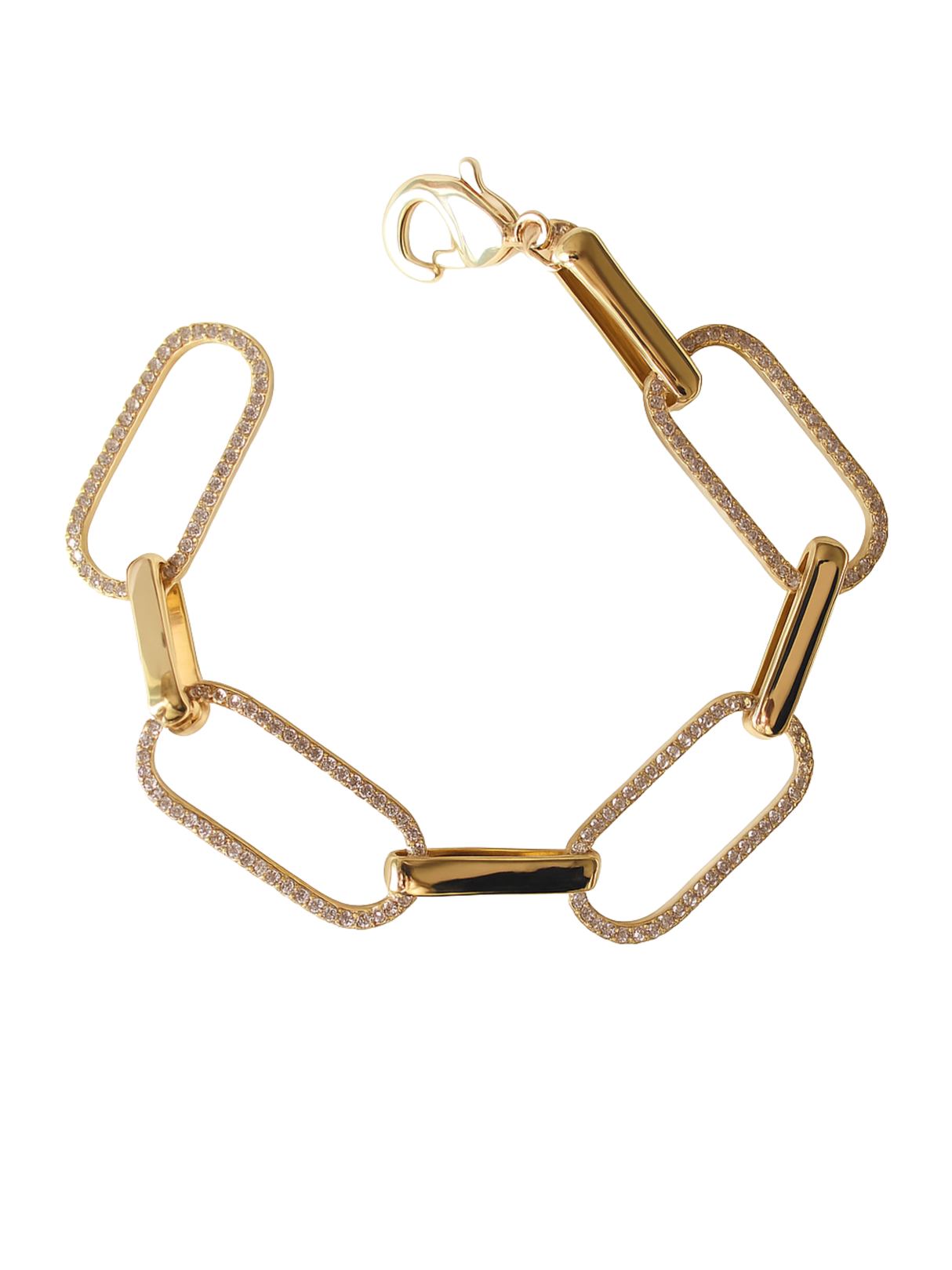 The Jameson Bracelet by Kinsey Designs features alternating plain and diamond-encrusted oval links for a luxurious, classic look, reminiscent of a cubic zirconia bracelet. Shown on a white background.