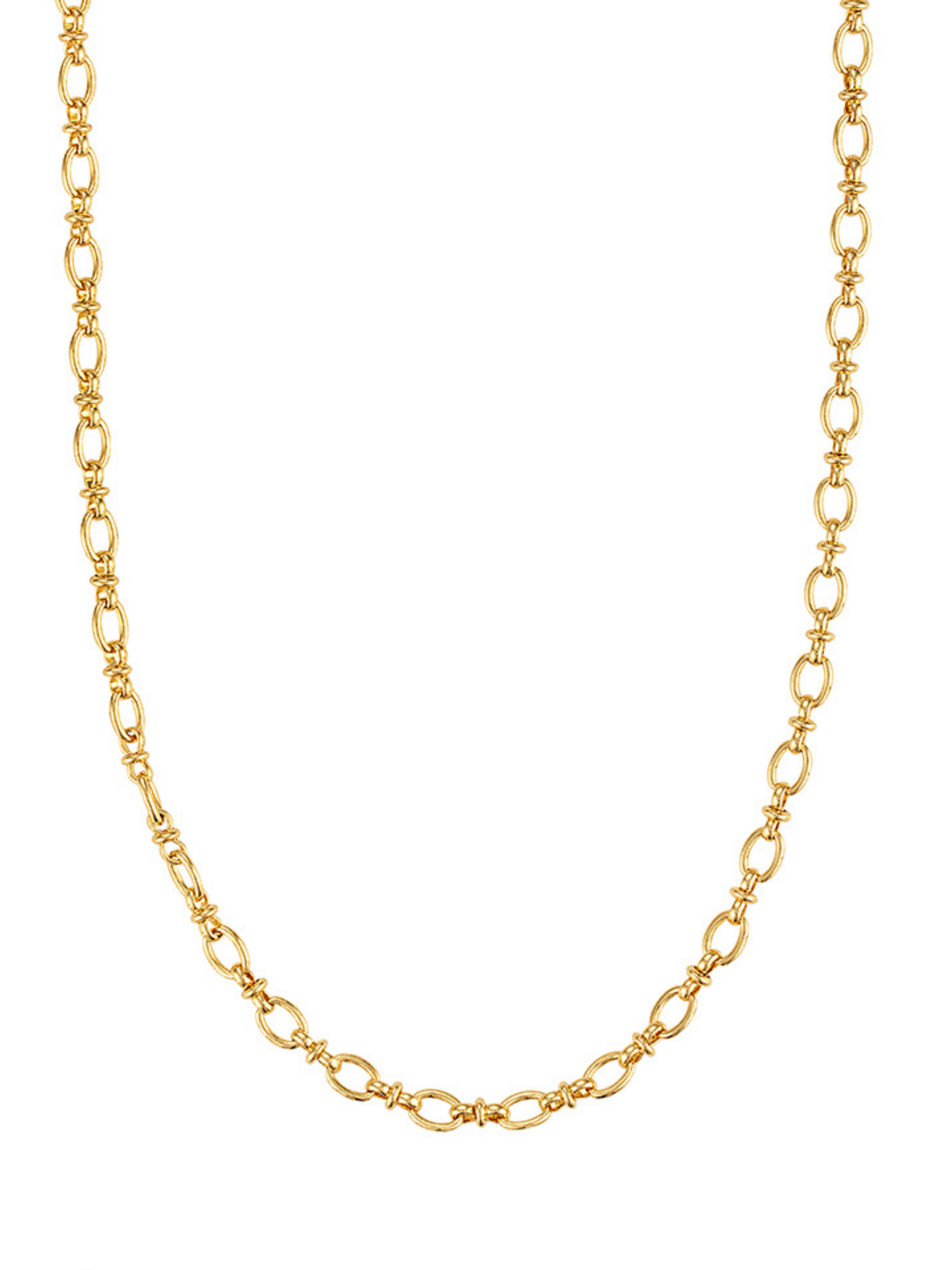 The Josephine Link Necklace by Kinsey Designs features gold oval links with small decorative knots between each link, displayed on a white background.