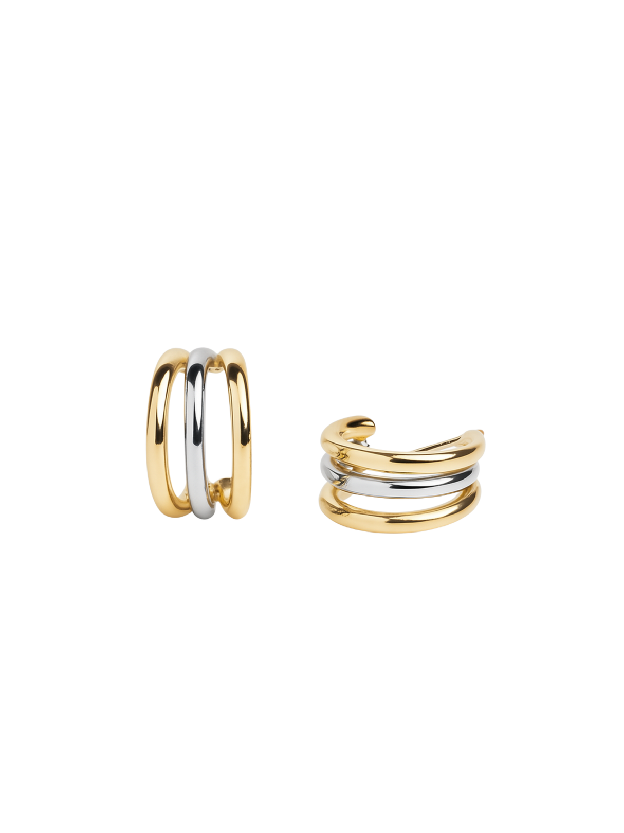 Add timeless elegance to your collection with the Keera Mixed Earring by Kinsey Designs. This set includes two gold-filled ear cuffs—one gold, one silver—with a .5" diameter, beautifully displayed on a white background.
