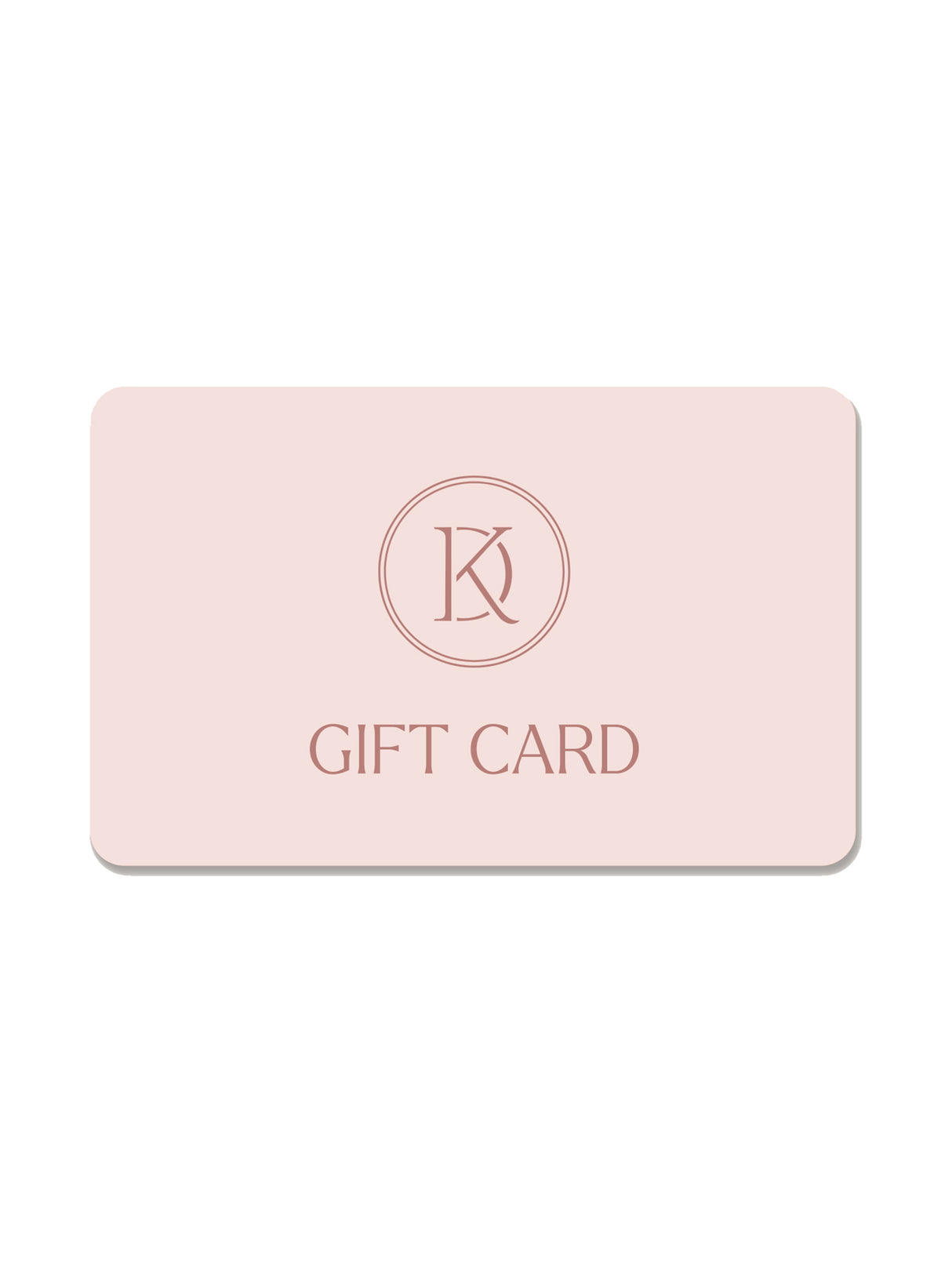 Pink Kinsey Designs gift card with a logo and text on a white background