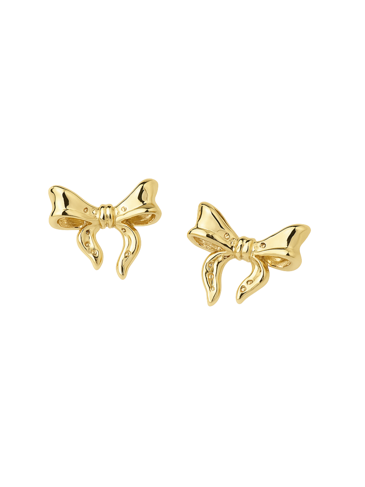 The Lova Studs by Kinsey Designs are gold, bow-shaped earrings with a shiny finish, shown against a white background.