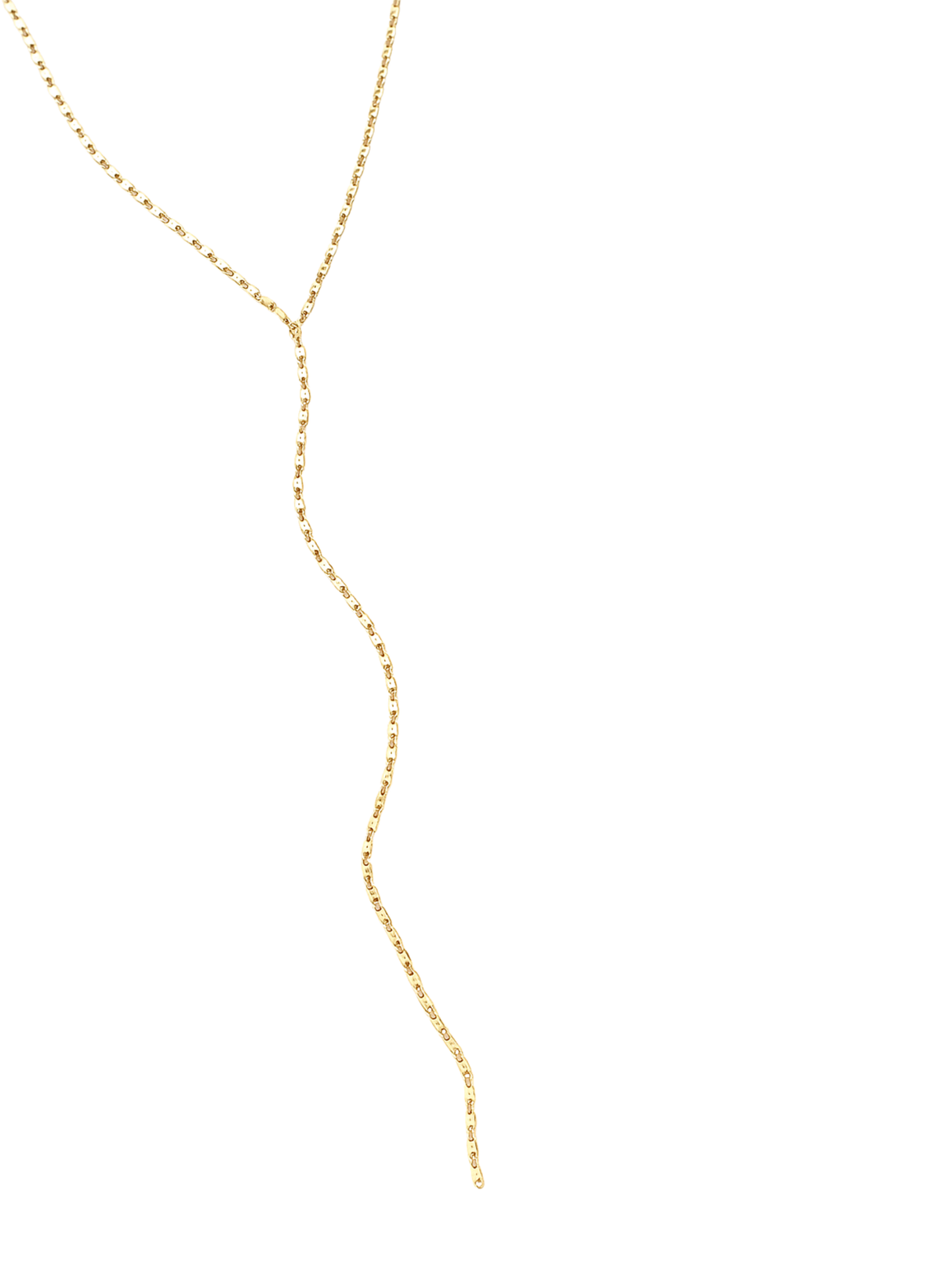 The Kinsey Designs Lula Lariat Necklace is a delicate gold filled Y-shaped necklace, shown draped against a white background.