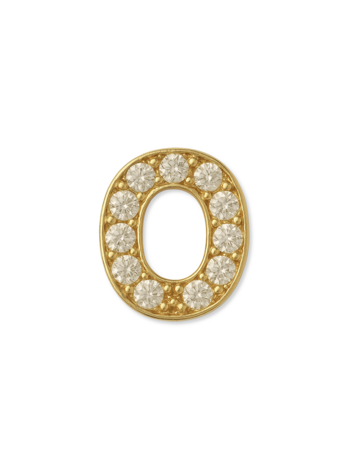 The Kinsey Designs LUX Letter Slide Charm features a gold filled initial "O" accented with small round diamonds, perfect for enhancing your favorite slide charms collection.