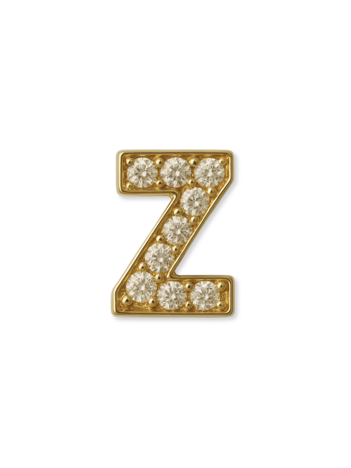 The Kinsey Designs LUX Letter Slide Charms feature a gold-filled "Z" pendant with sparkling white gemstones, ideal for adding personalized flair to your charm collection.