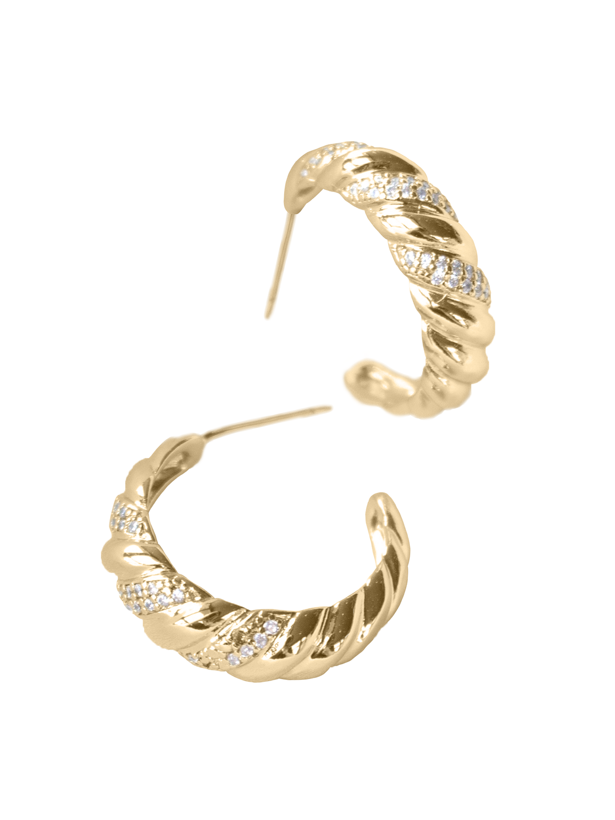 The Luca Hoop by Kinsey Designs Archives features gold filled twisted hoops accented with sparkling cubic zirconia—an elegant jewelry choice for any occasion.