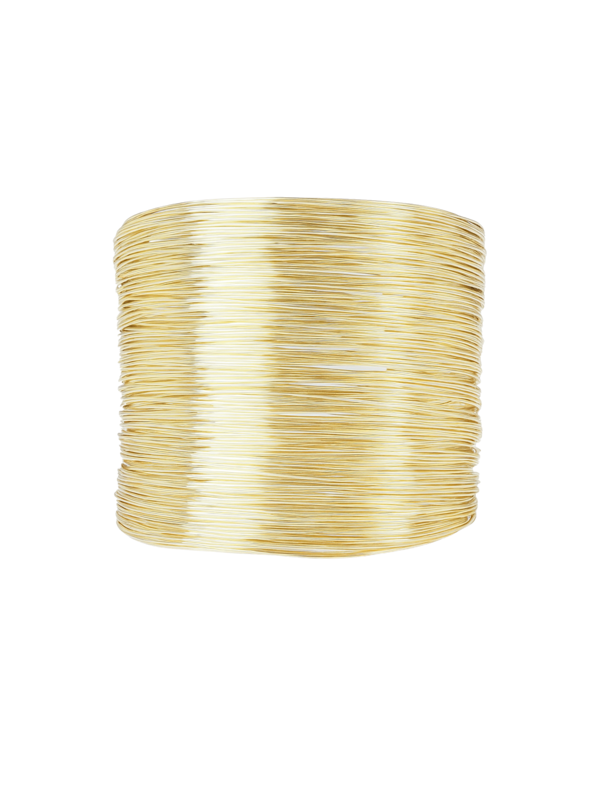 The Mesheyl Cuff by Kinsey Designs features thin gold-filled wire coils in a cylindrical shape, ideal for crafting unique earrings or finding inspiration at a sample sale.