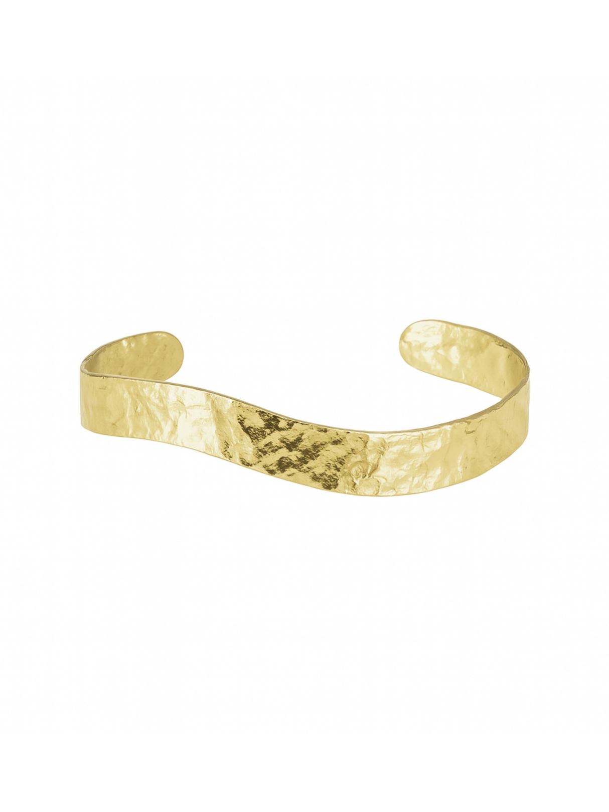 The Molten Cuff Bracelet by Kinsey Designs Archives features a hammered gold filled, wavy open-ended design. Adjustable for comfort, this elegant accessory elevates any look. Shown on a white background.