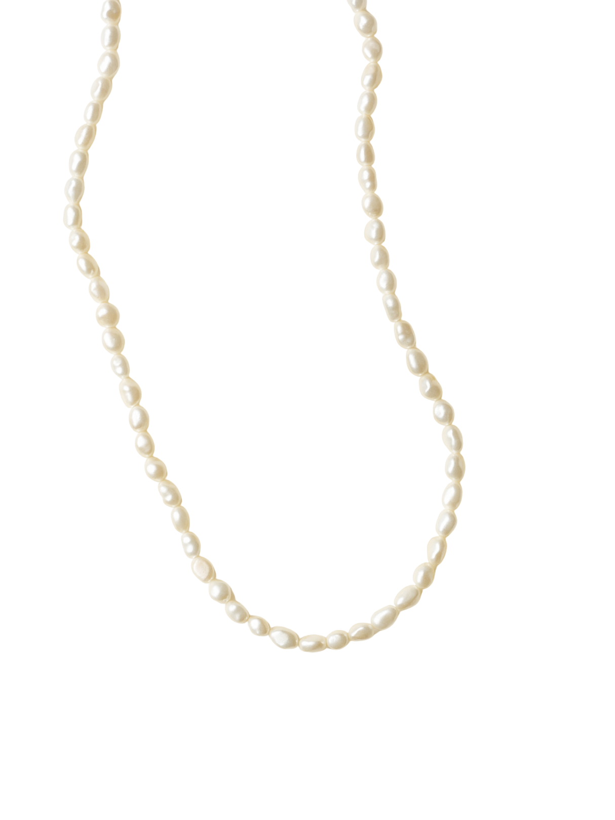 The Kinsey Designs Pearl Layering Necklace features irregularly shaped white pearls on a white background, highlighting classic elegance and timeless beauty.