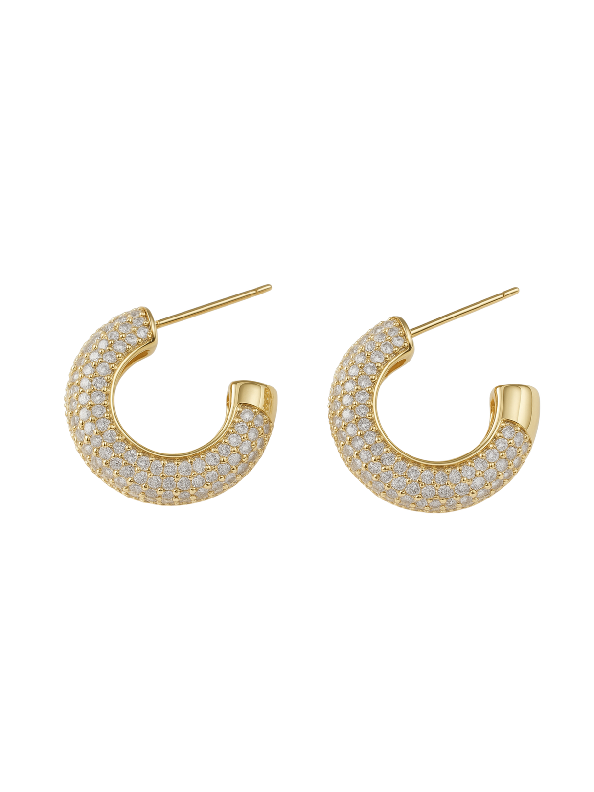 Kinsey Designs' Sax Hoop earrings, gold filled and adorned with small sparkling diamonds, measure 0.85" in diameter and are shown against a white background.