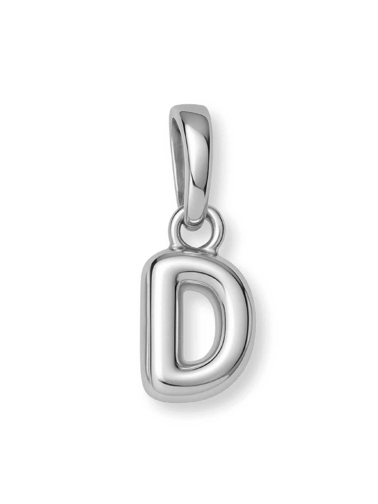 Silver Bubble Initial Clip Charm Letter D