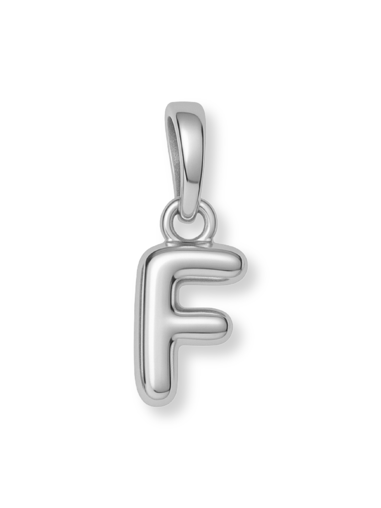 Silver Bubble Initial Clip Charm Letter F