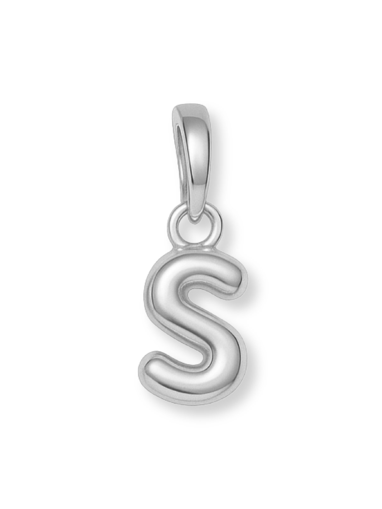 Silver Bubble Initial Clip Charm Letter S
