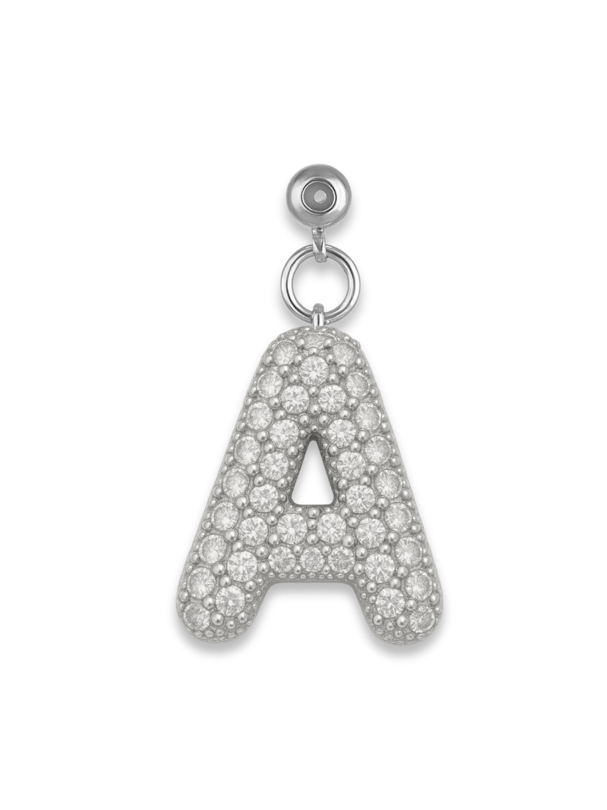 Silver Bubble Letter Grip Charm