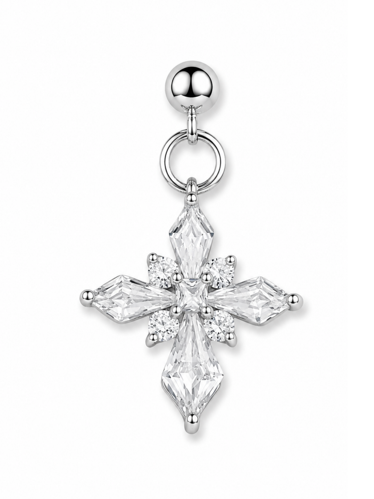 Silver Ornate Cross Grip Charm