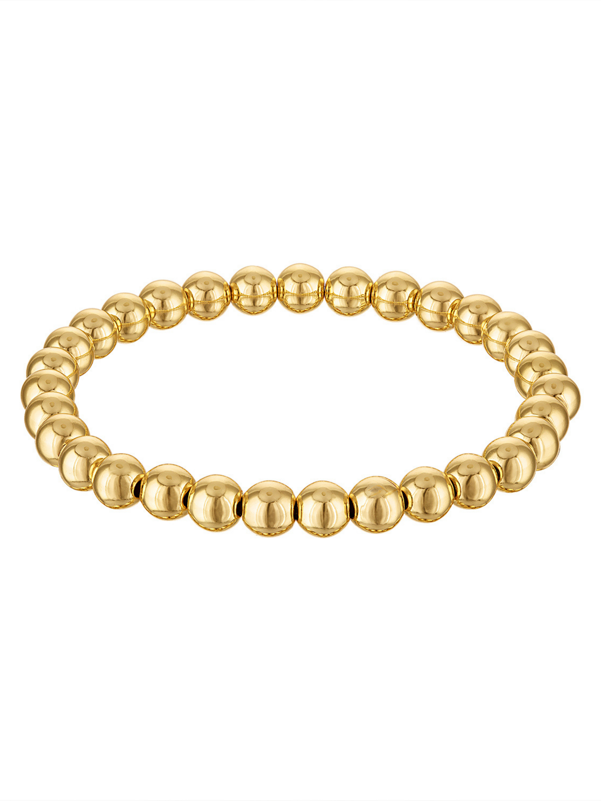 The Kinsey Designs Stretch Bead Bracelet 6MM features round, gold beaded links in a chic circular design. This gold filled stretch bracelet offers effortless slip-on style and comfortable elegance.
