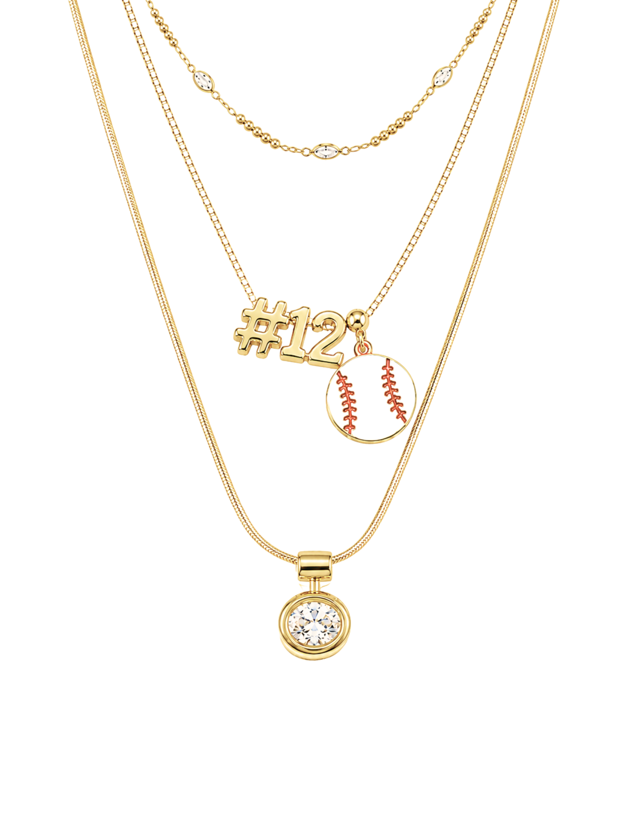 Game Day Baseball Necklace Stack - Set of 3